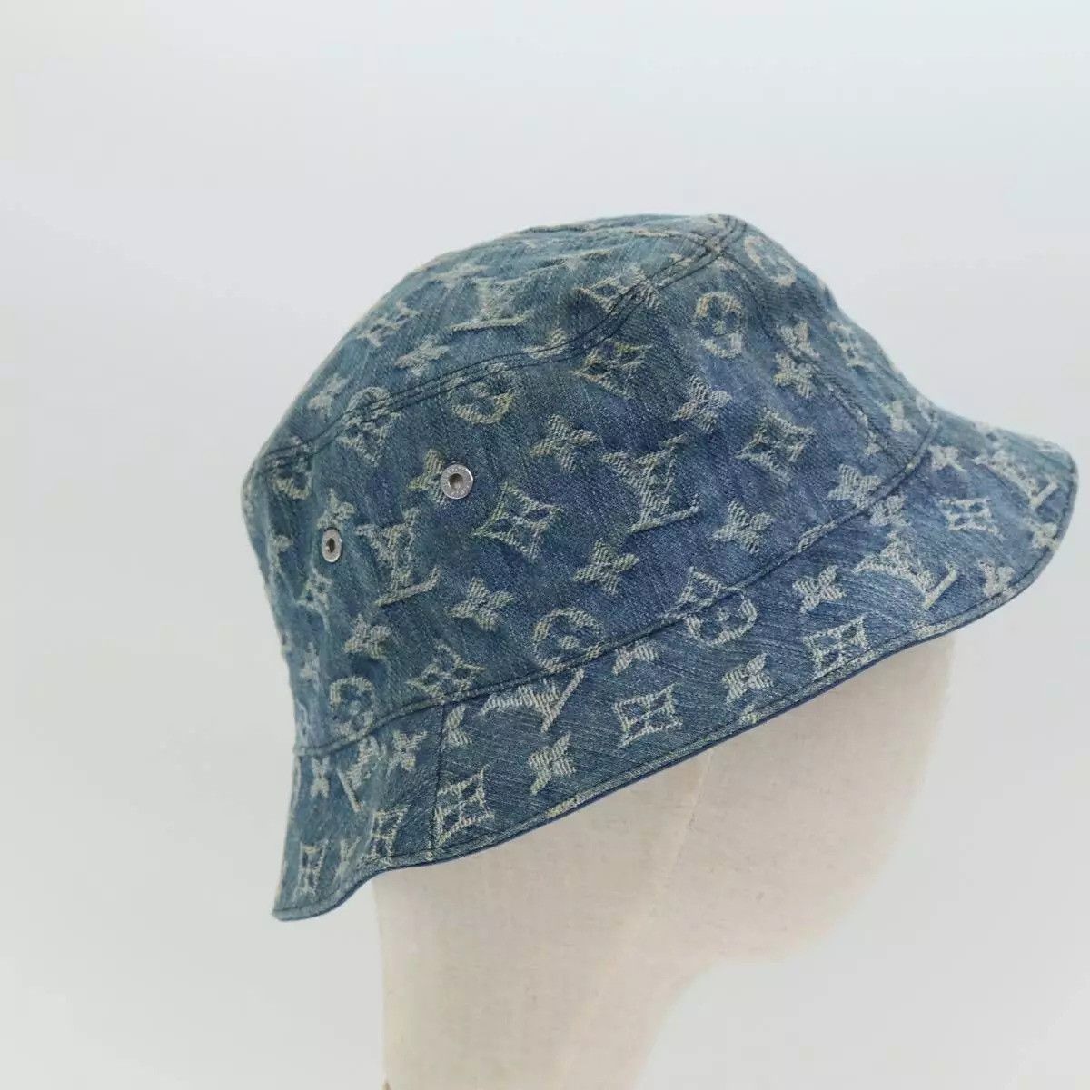 Louis Vuitton LOUIS VUITTON Monogram Hat Cotton Denim Blue Size ONE SIZE - 9 Thumbnail