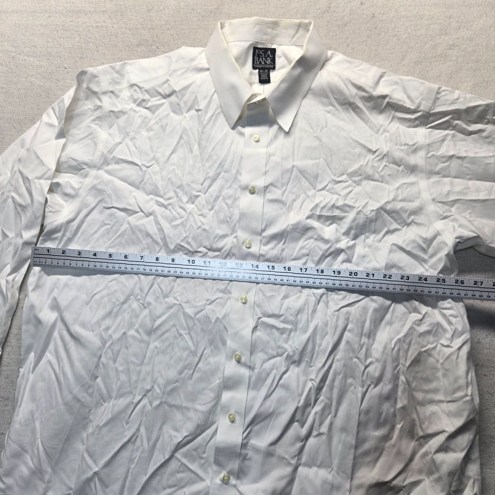 Jos. A. Bank VINTAGE Jos. A. Bank Traveler Dress Shirt Men's Long Sleeve Solid White Medium Cotton Classic 90s Business Office Size 48R - 4 Thumbnail