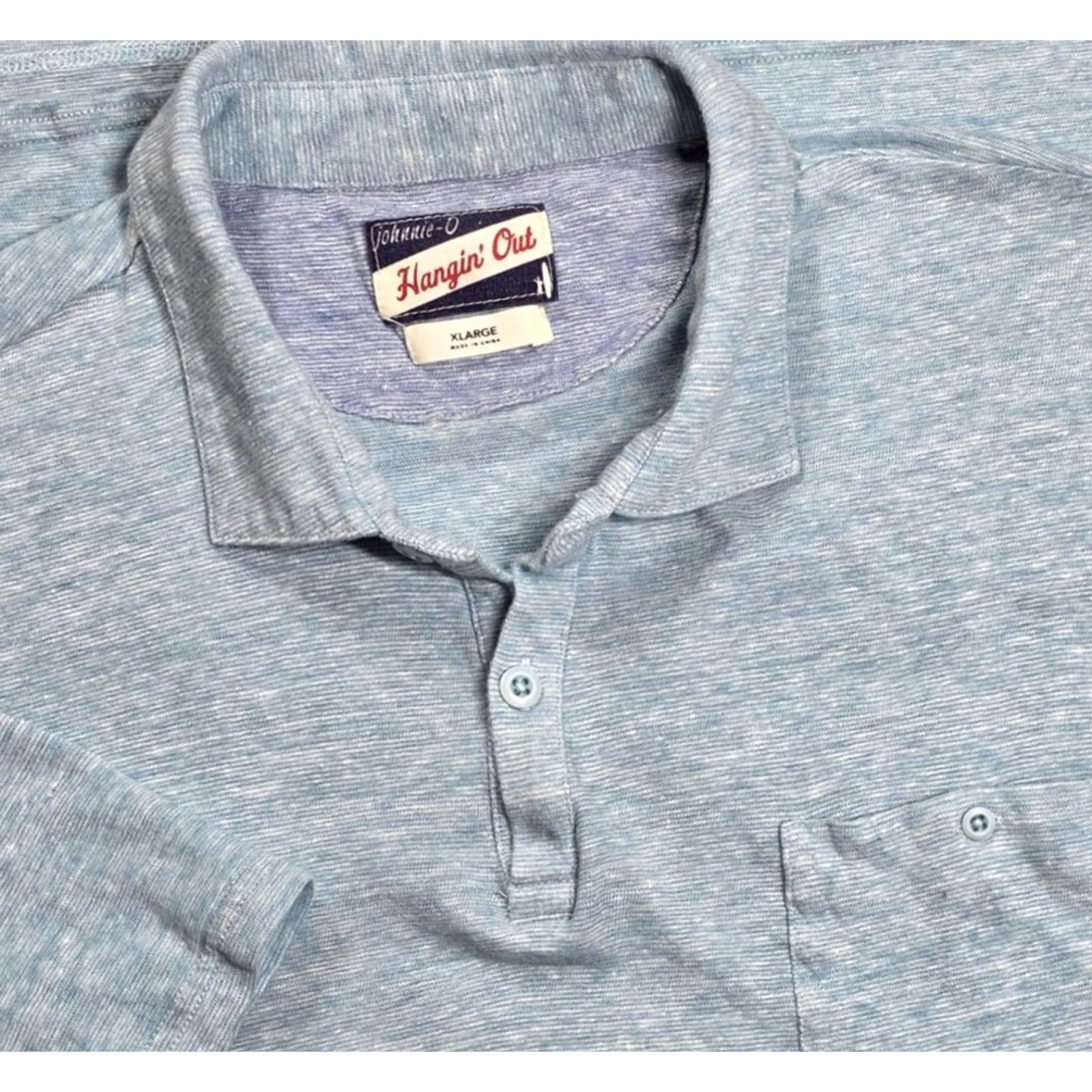 johnnie-O johnnie-O Polo Shirt Men Hangin' Out Linen Cotton Short Sleeve L Galapagos Green Striped Embroidered Logo Casual Activewear Golf Summer . Size US L / EU 52-54 / 3 - 2 Thumbnail