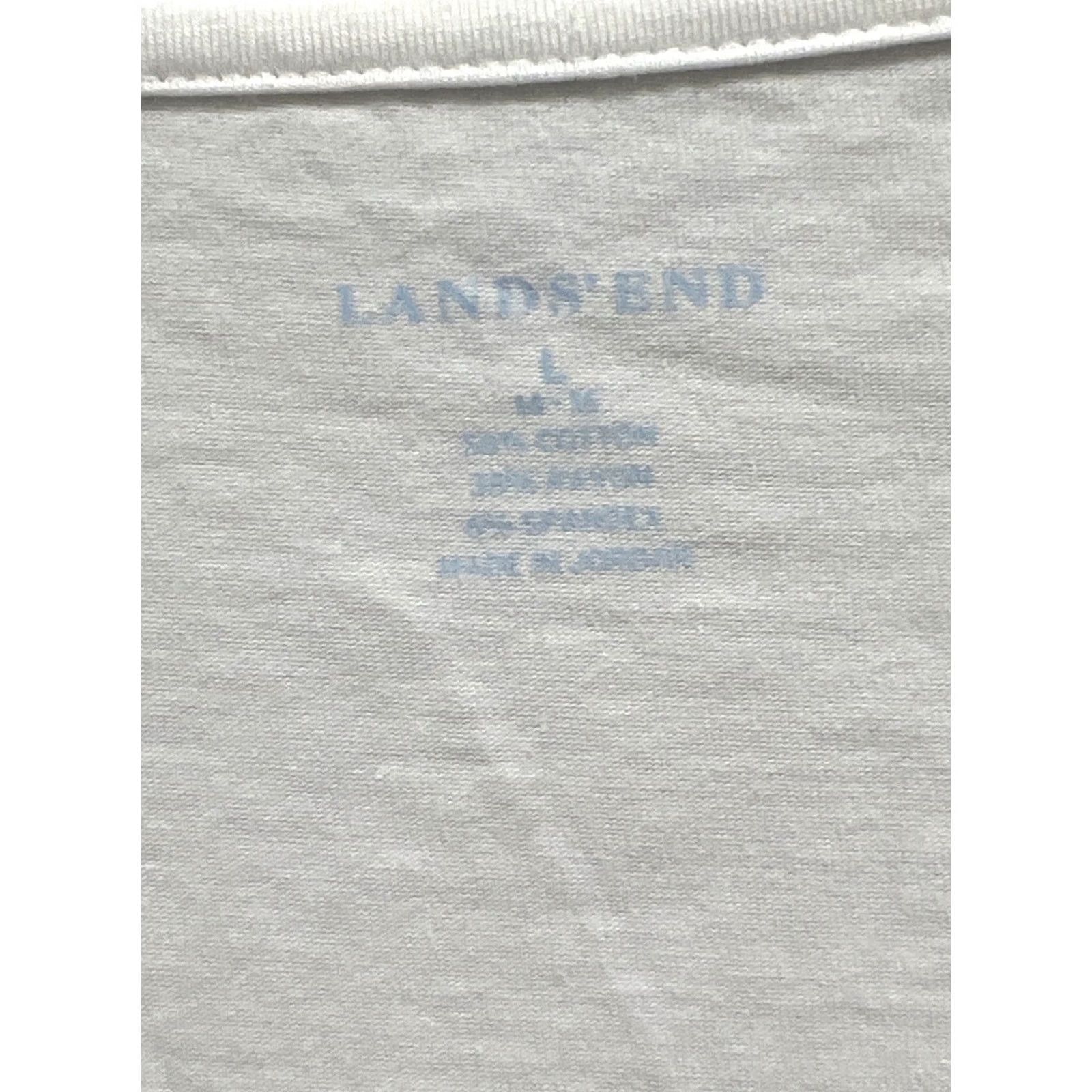 Lands' End Lands' End Womens White V Neck Long Sleeve Tee Shirt Fitted Size L 14-16 NWT Size XL / US 12-14 / IT 48-50 - 3 Thumbnail