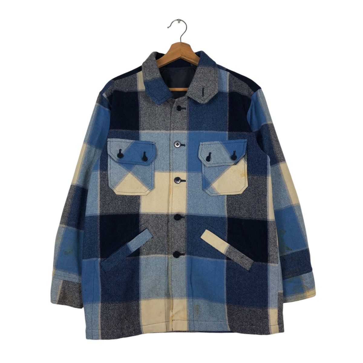 Flannel 📌Vintage Wool Button Jacket R. Brown Tartan Design Check Size US M / EU 48-50 / 2 - 2 Thumbnail
