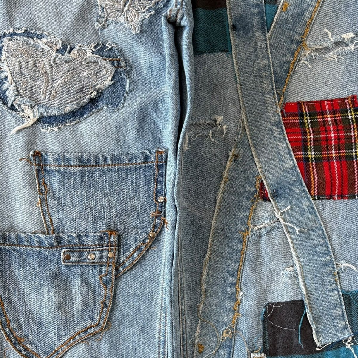 GU Vintage Japanese GU Custom Patchwork Loose Jeans Size US 29 - 3 Thumbnail