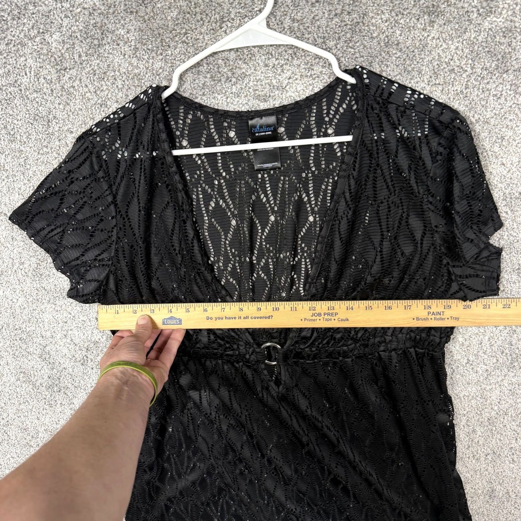 Catalina Catalina Cover Up 2X Women Beach Sheer Crochet Lace Poly/Spandex Black Geometric Lace Beach Gothic 2X Women Fashion Garment Size ONE SIZE - 3 Thumbnail