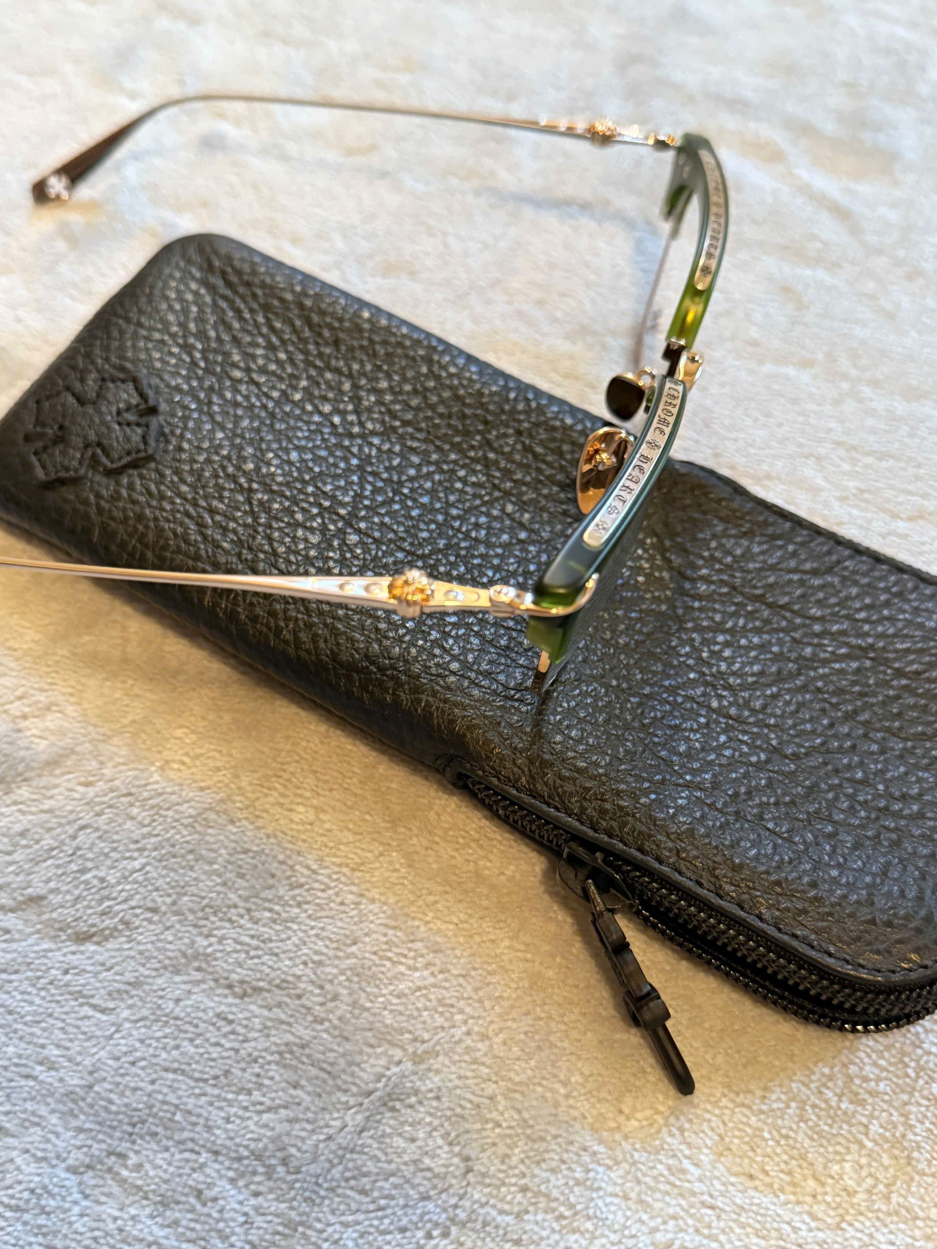 Chrome Hearts Chromehearts Glasses “ SLUNTRADICTION” Dark Olive/Gold Size ONE SIZE - 9 Thumbnail