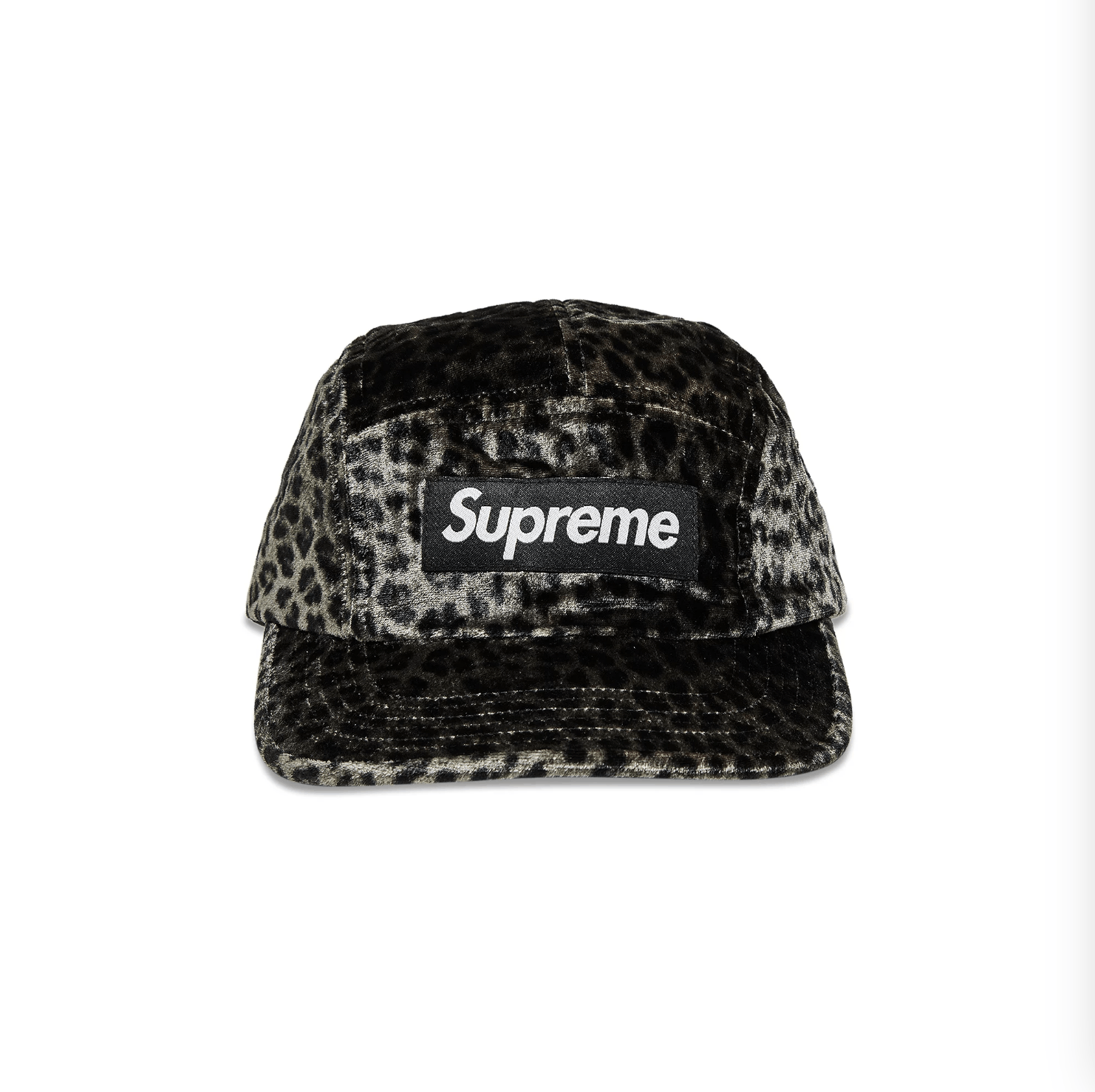 Black】Supreme Leopard Velvet Camp Cap 