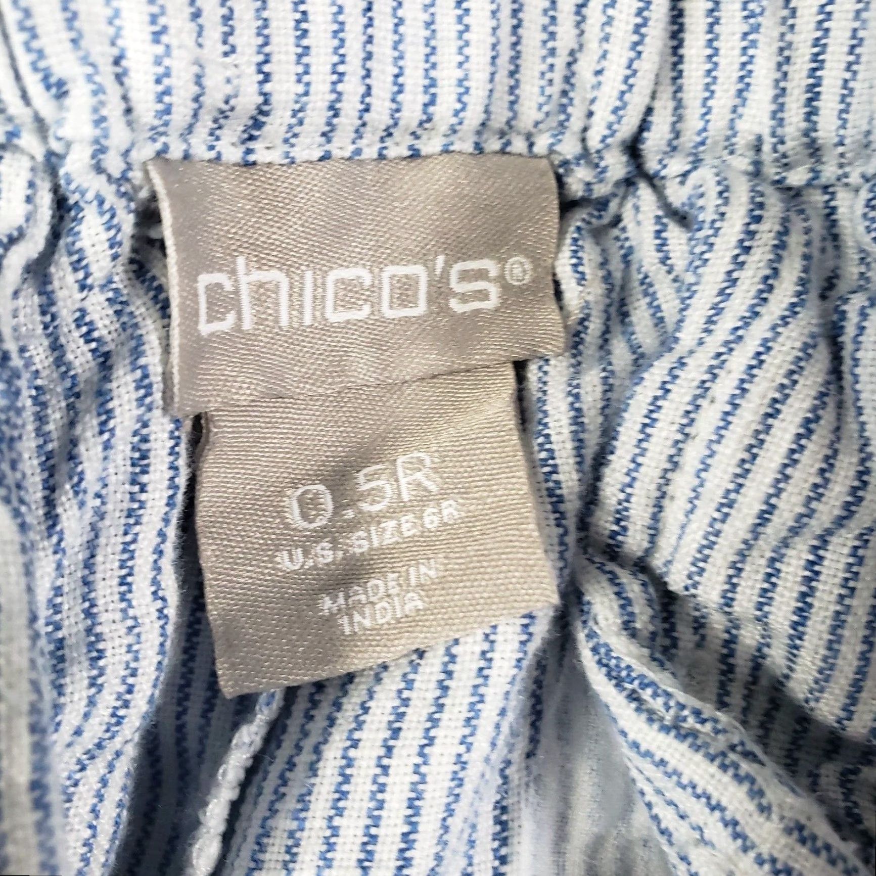 Vintage Chicos Womens Cropped Linen Pants Sz 6 Blue White Stripe High Rise Pants Size 28" / US 6 / IT 42 - 7 Thumbnail