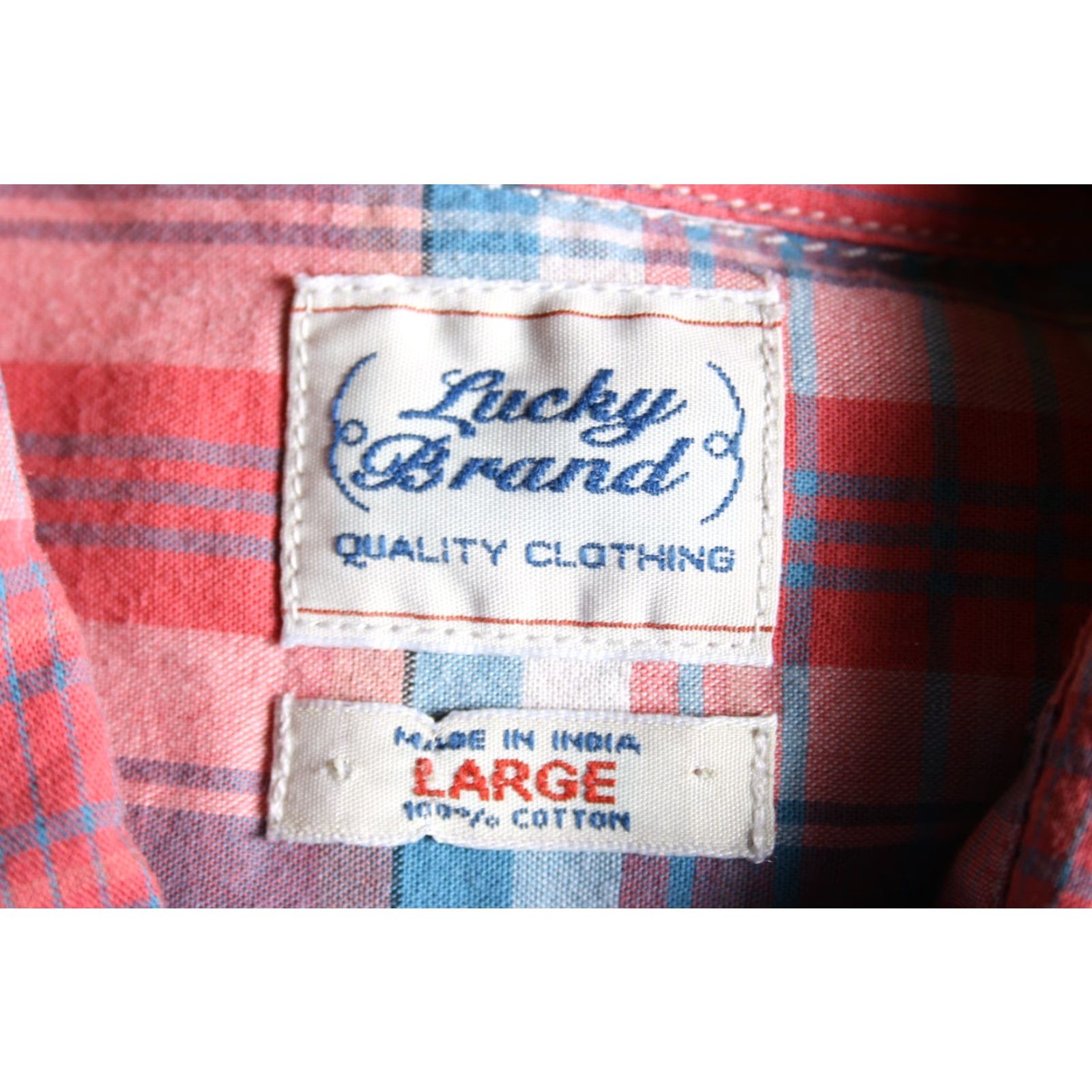 Lucky Brand LUCKY BRAND Shirt Button-Up Plaid Windowpane 100% Cotton Sz L Multicolor Men Long Sleeve Button-Front Size US L / EU 52-54 / 3 - 6 Thumbnail