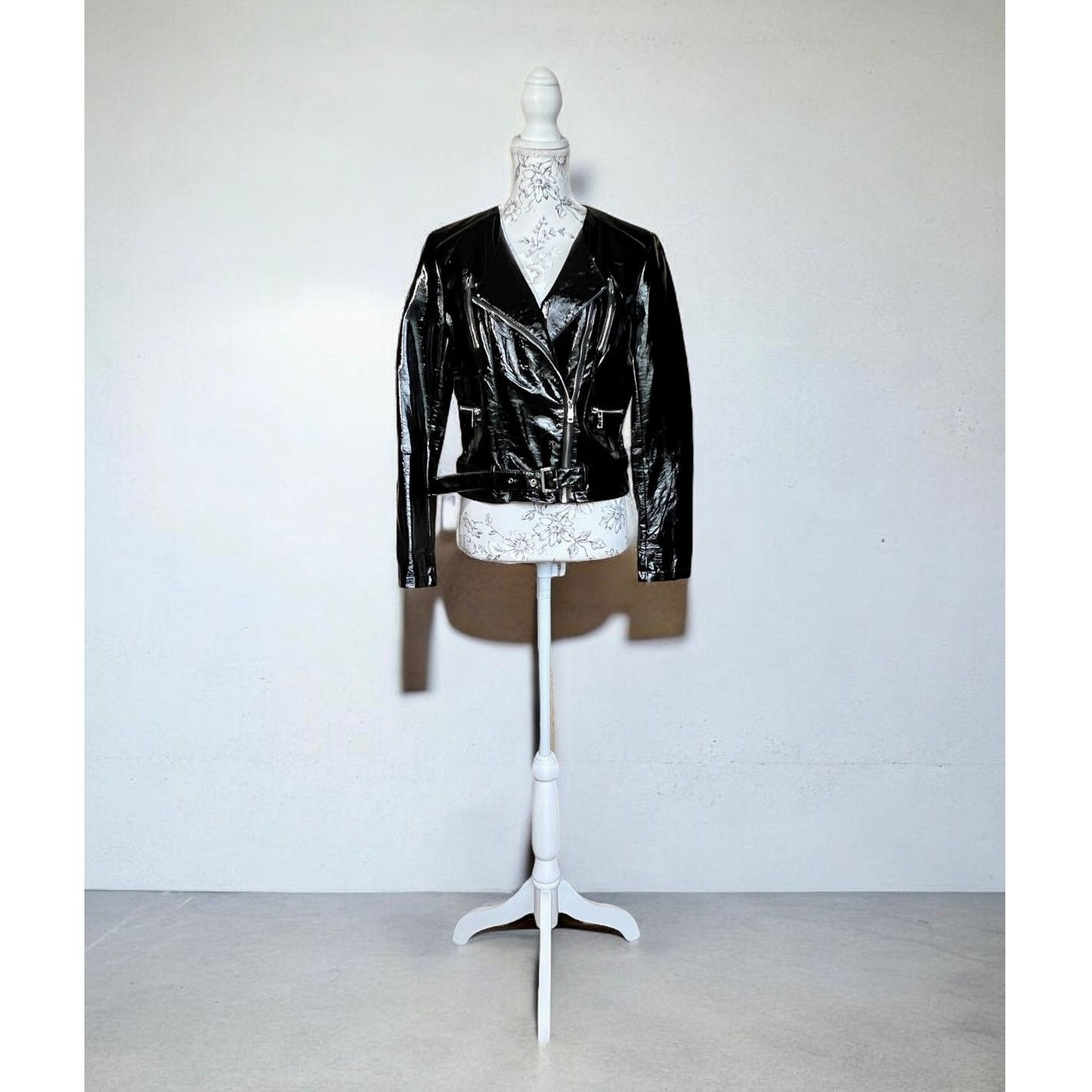 Other New LA Coalition Blck Vegan Patent Leather Motorcycle Jacket Size S / US 4 / IT 40 - 1 Thumbnail