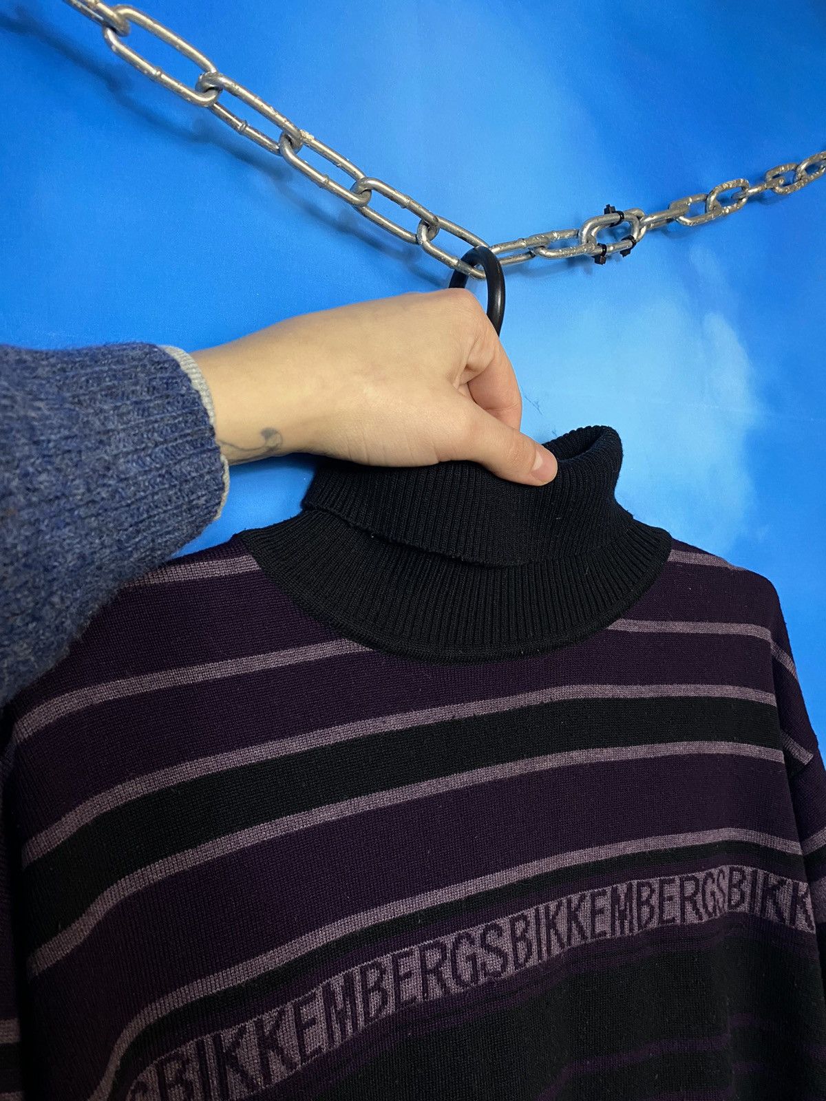Dirk Bikkembergs × Vintage 💥 Dirk BIKKEMBERGS Striped high neck sweater Size US L / EU 52-54 / 3 - 5 Thumbnail