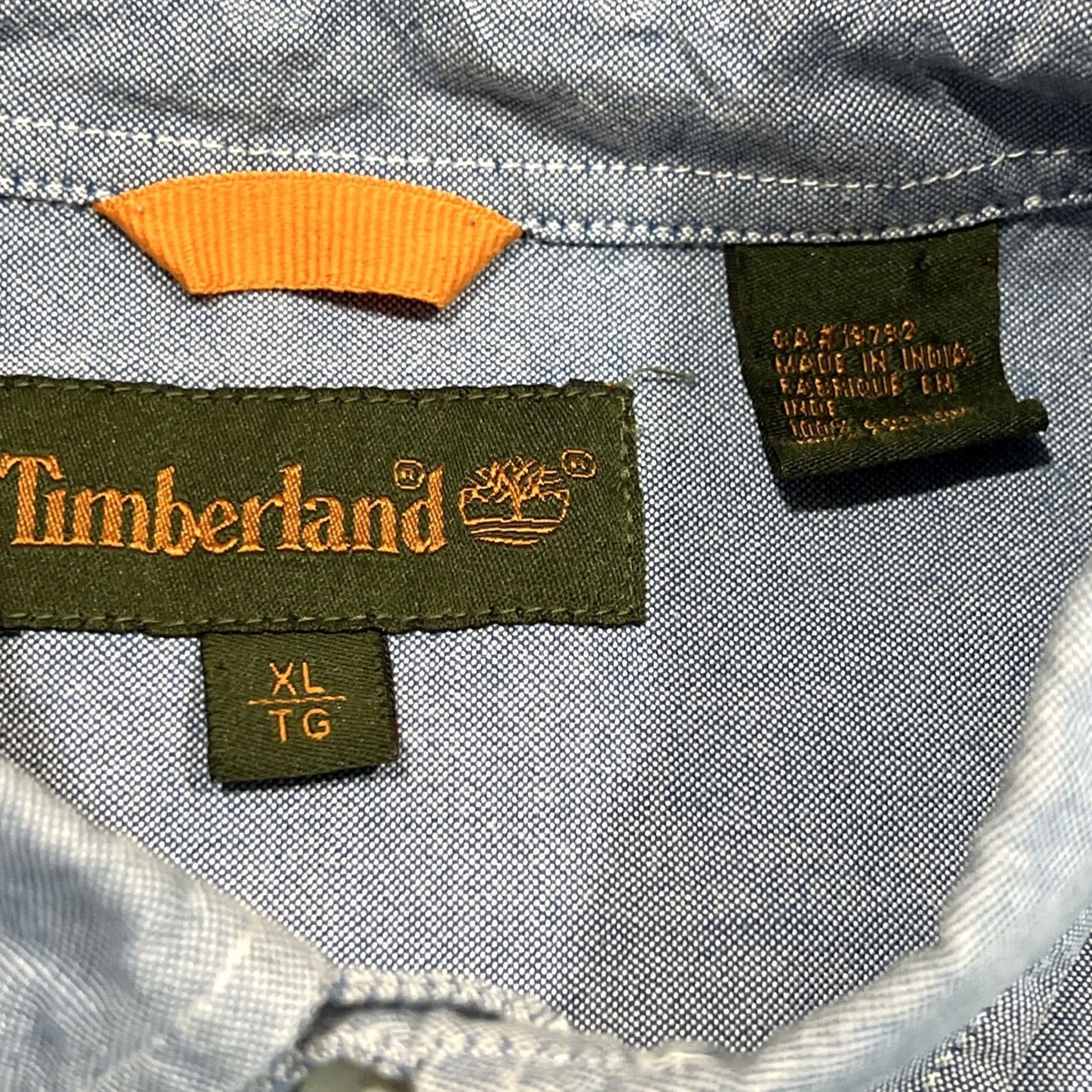 Timberland Timberland Shirt XL Button-Down Dress Long Sleeve Blue Pocket Logo Size 46R - 5 Thumbnail