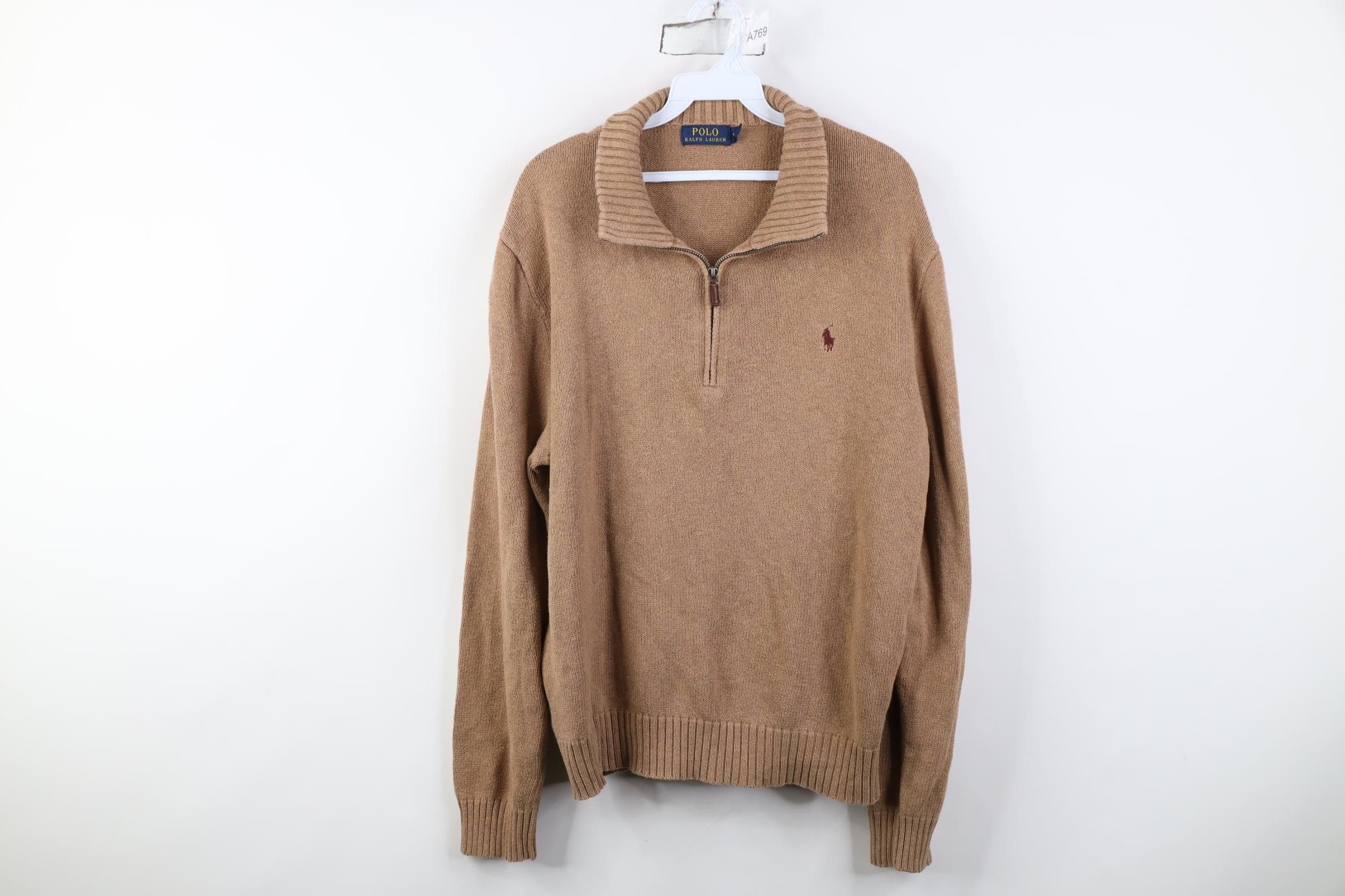 Polo Ralph Lauren Vintage Ralph Lauren Cotton Ribbed Knit 1/4 Zip Sweater Size US L / EU 52-54 / 3 - 1 Thumbnail