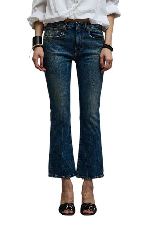 R13 KICK 29 Kelly Stretch Cropped Flared Faded Blue 85428 Size 29" - 1 Thumbnail
