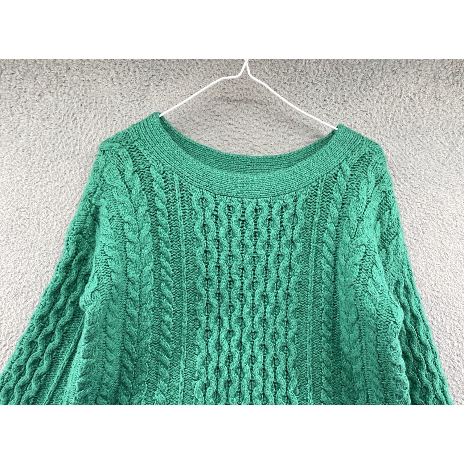 Vintage JCP Women's Sweater Cable Knit Wool Blend Long Sleeve Sparkle Green Size M Soft Size M / US 6-8 / IT 42-44 - 2 Thumbnail