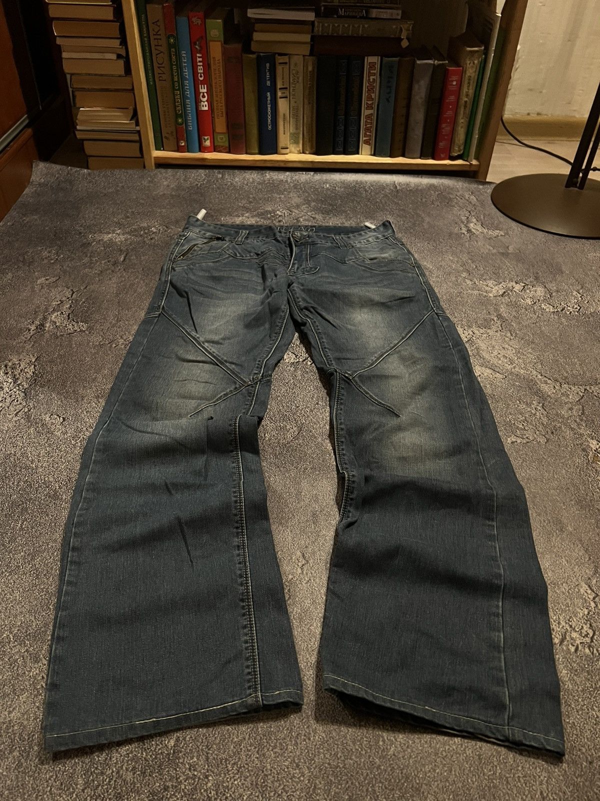 Japanese Brand Flared Destroyed Faded Jeans / Avan Garde Archive Style Size US 32 / EU 48 - 1 Thumbnail
