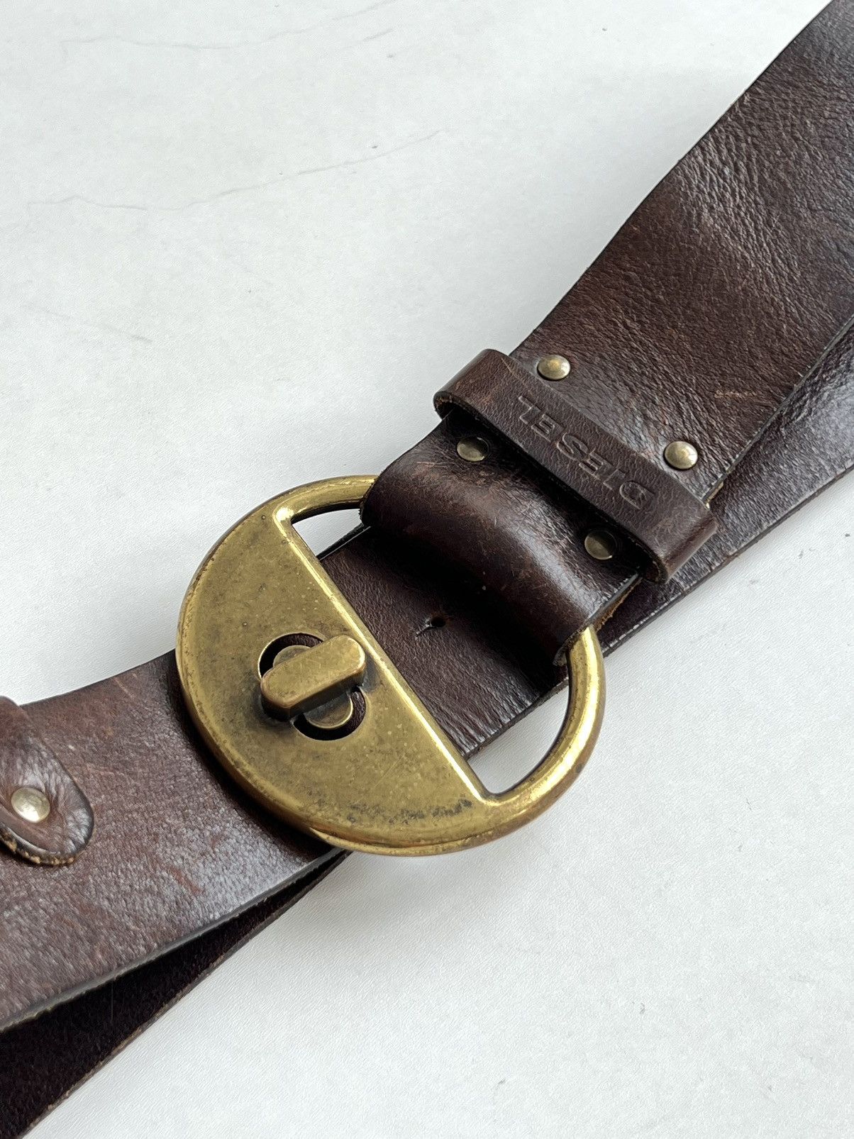 Diesel × Vintage Vintage 90s Diesel Oversized Wide Leather Belt Size ONE SIZE - 3 Thumbnail