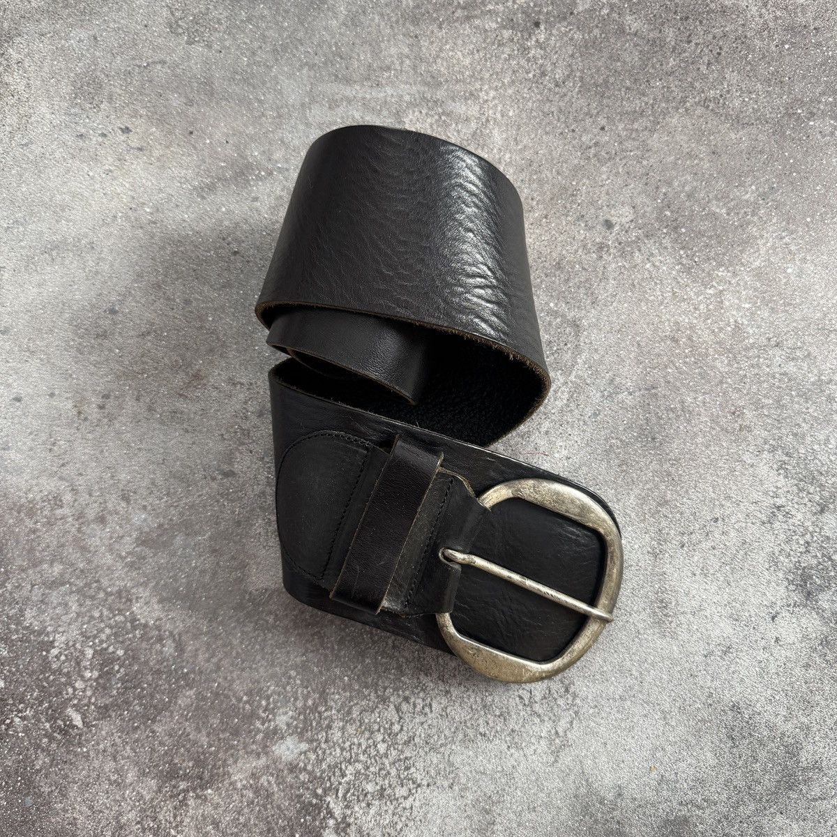 Hysteric Glamour Avant Garde Vintage Black Real Leather Wide Waist Belt Size ONE SIZE - 3 Thumbnail