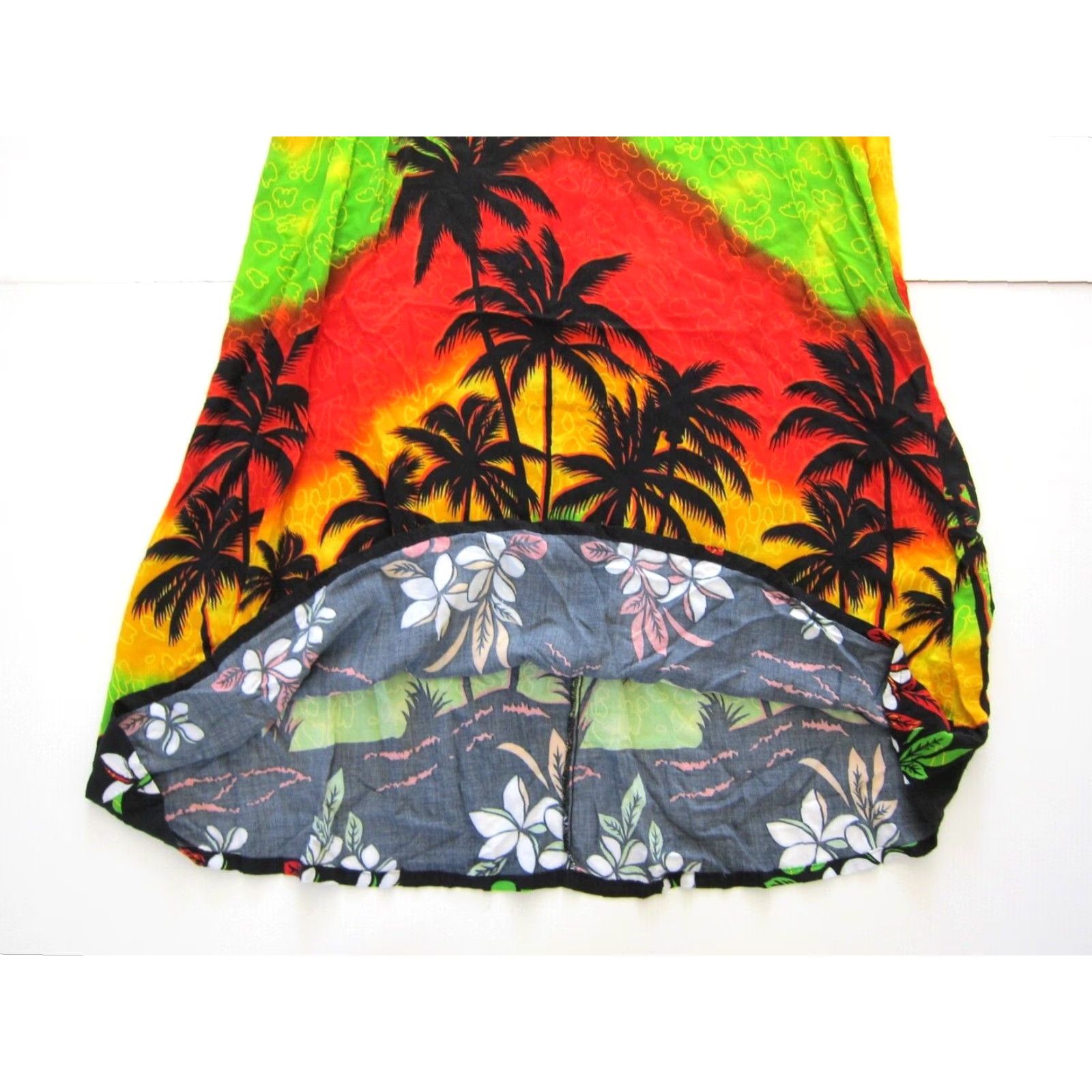 ALOHAS VTG Aloha Fashion Hawaiian Yellow Red Green Floral Sleeveless Tank Dress Large Size L / US 10 / IT 46 - 7 Thumbnail