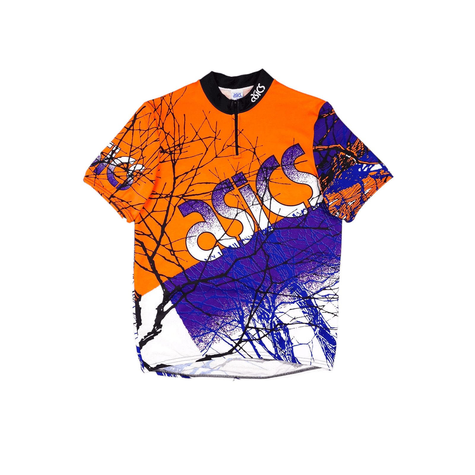 Asics × Vintage 💎 Streetwear Cycling T-shirt Shirt Orange Blue Sport XL Y2K Size US XL / EU 56 / 4 - 1 Thumbnail