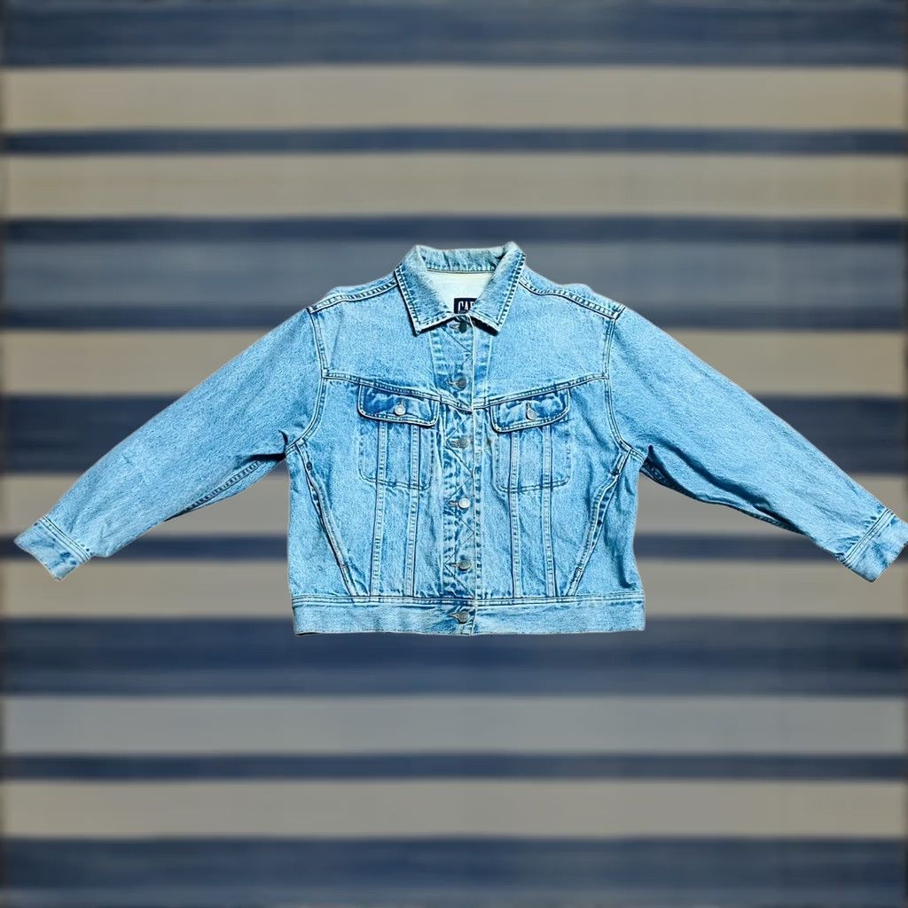 Gap VINTAGE Gap Men Jacket Jean Y2K Blue Snap Button Made In Hong Kong Read Medium Size US 31 - 1 Thumbnail