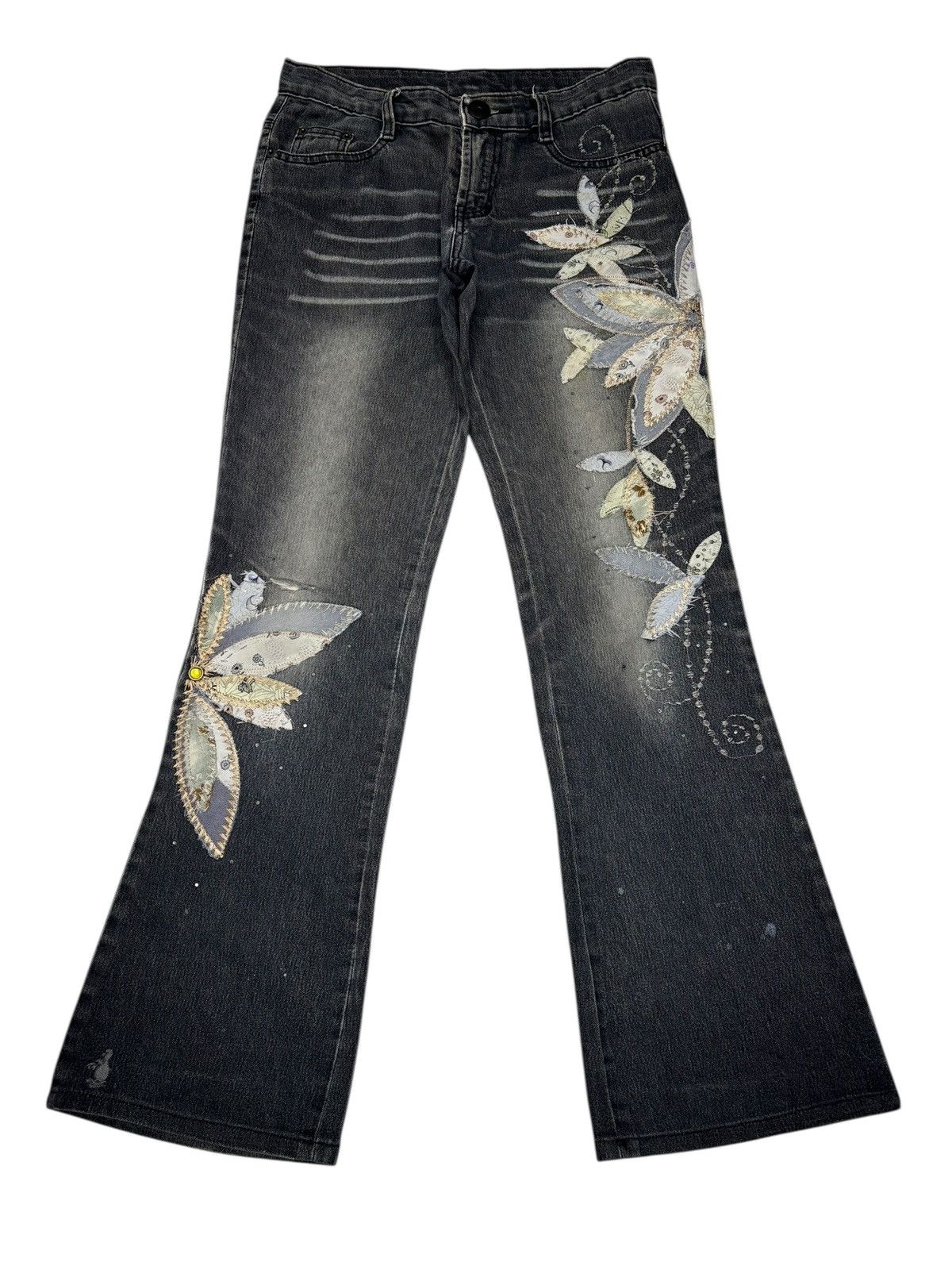 If Six Was Nine ARTISAN FLORAL EMBROIDERED FLARE JEANS Size 28" / US 6 / IT 42 - 5 Thumbnail