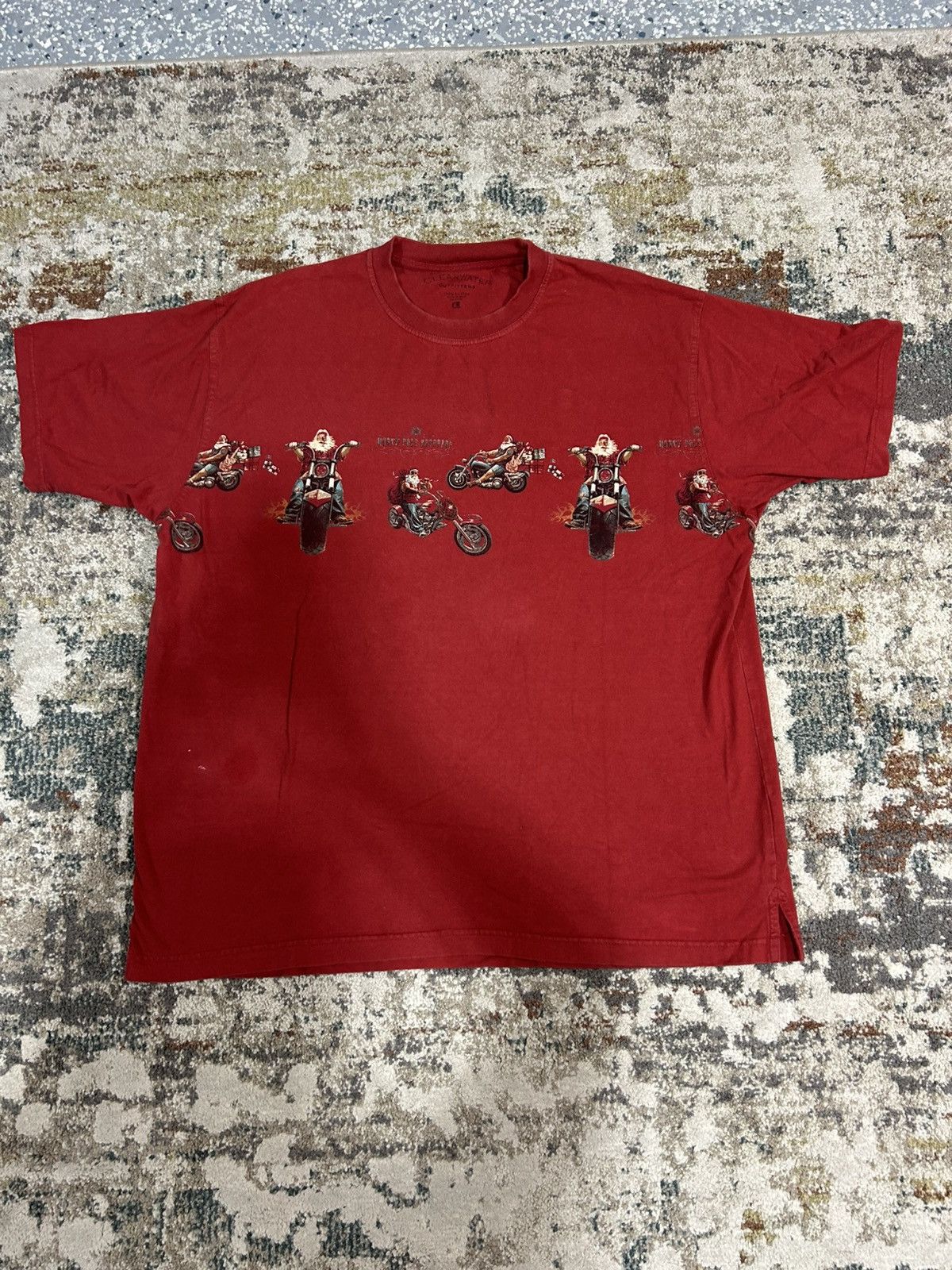 Y2K Biker Santa Side-Wrap Print Shirt