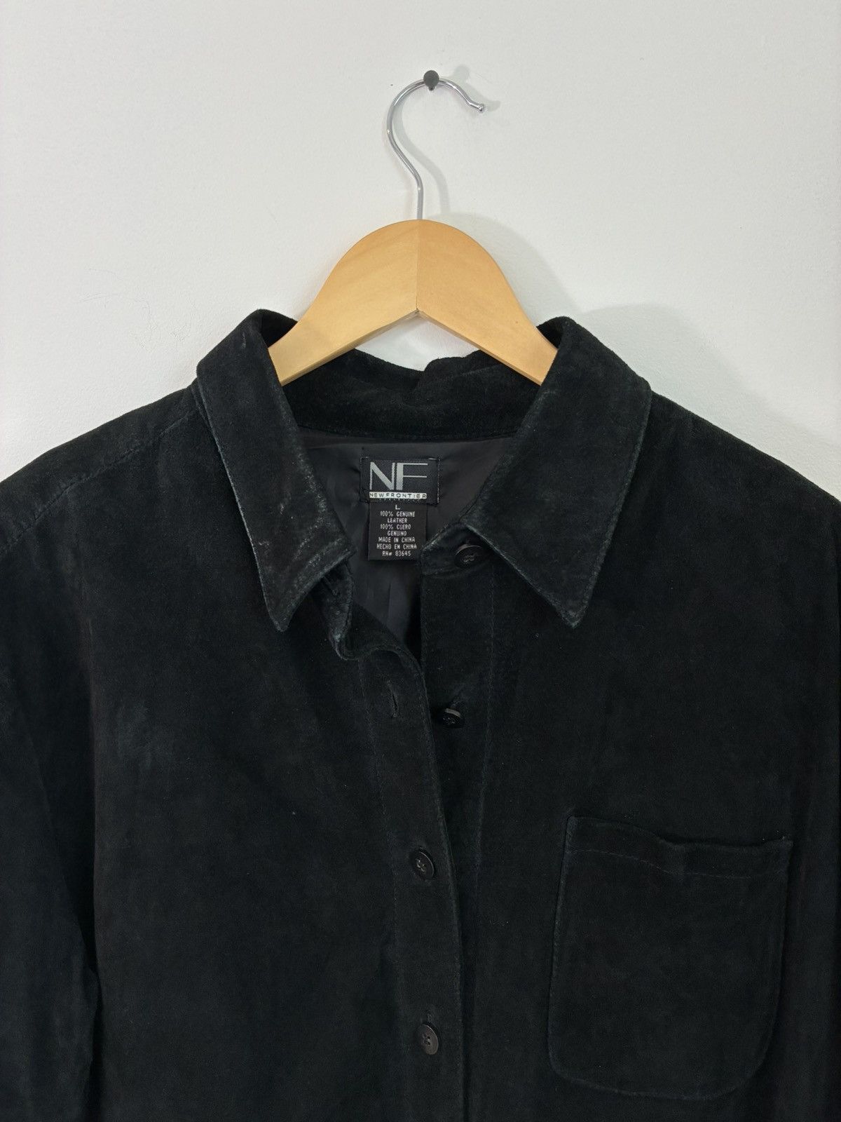 Vintage Vintage Black SUEDE Faded Leather Button Down Shirt Size US L / EU 52-54 / 3 - 3 Thumbnail