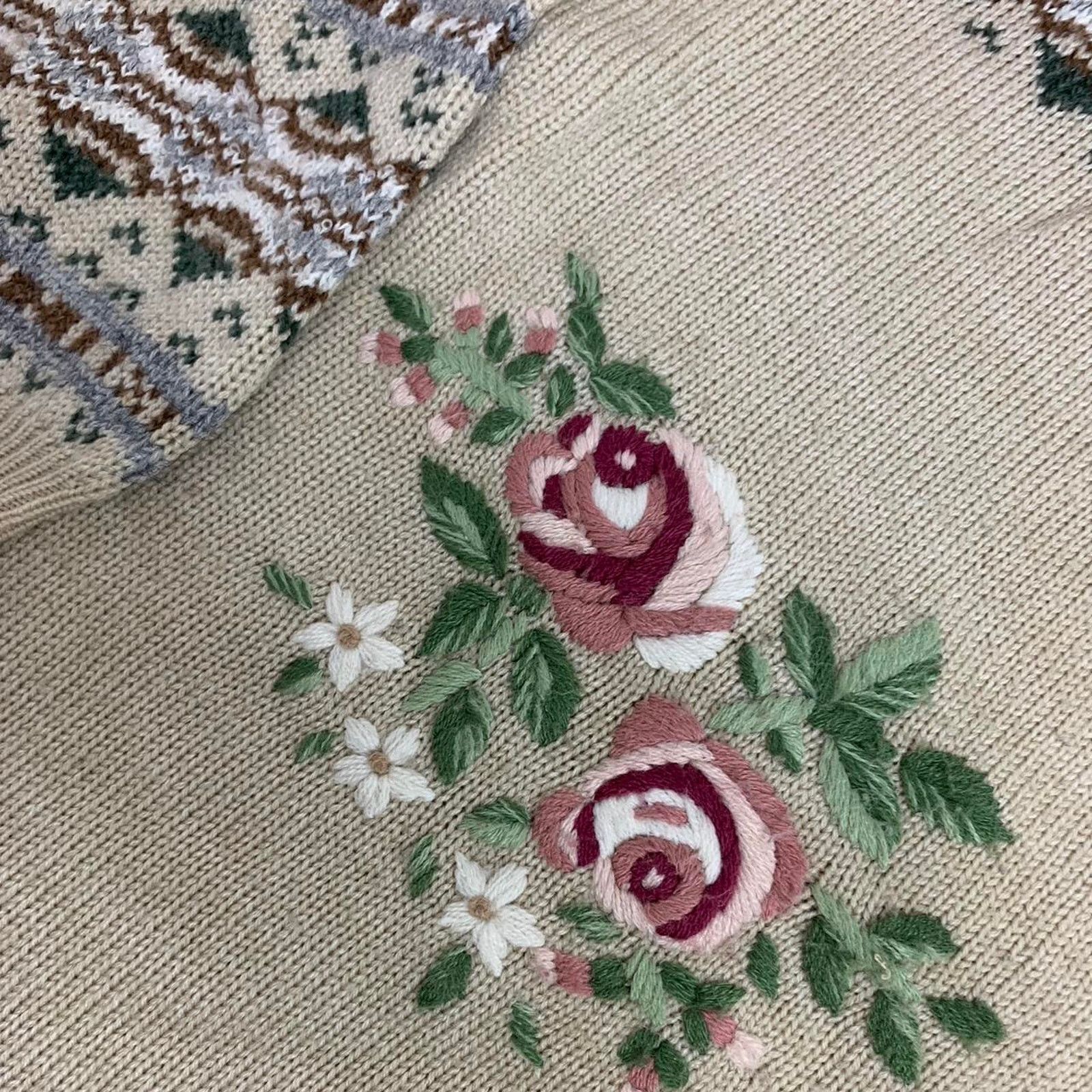 Vintage Vintage Coquette Knit Cardigan Sweater with floral design Size L / US 10 / IT 46 - 2 Thumbnail
