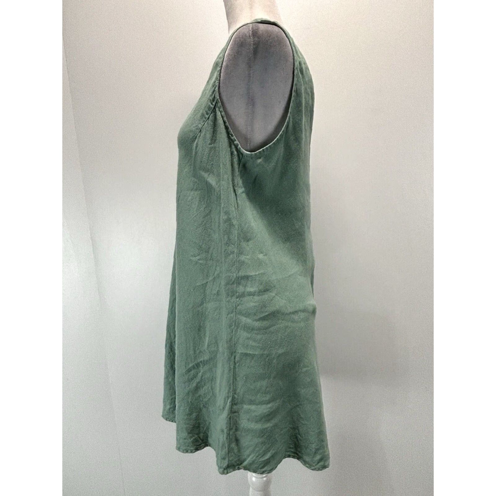Vintage Kleen Linen A-Line Short Dress Green Sleeveless Women's Medium Beach Size 32" / US 10 / IT 46 - 2 Thumbnail
