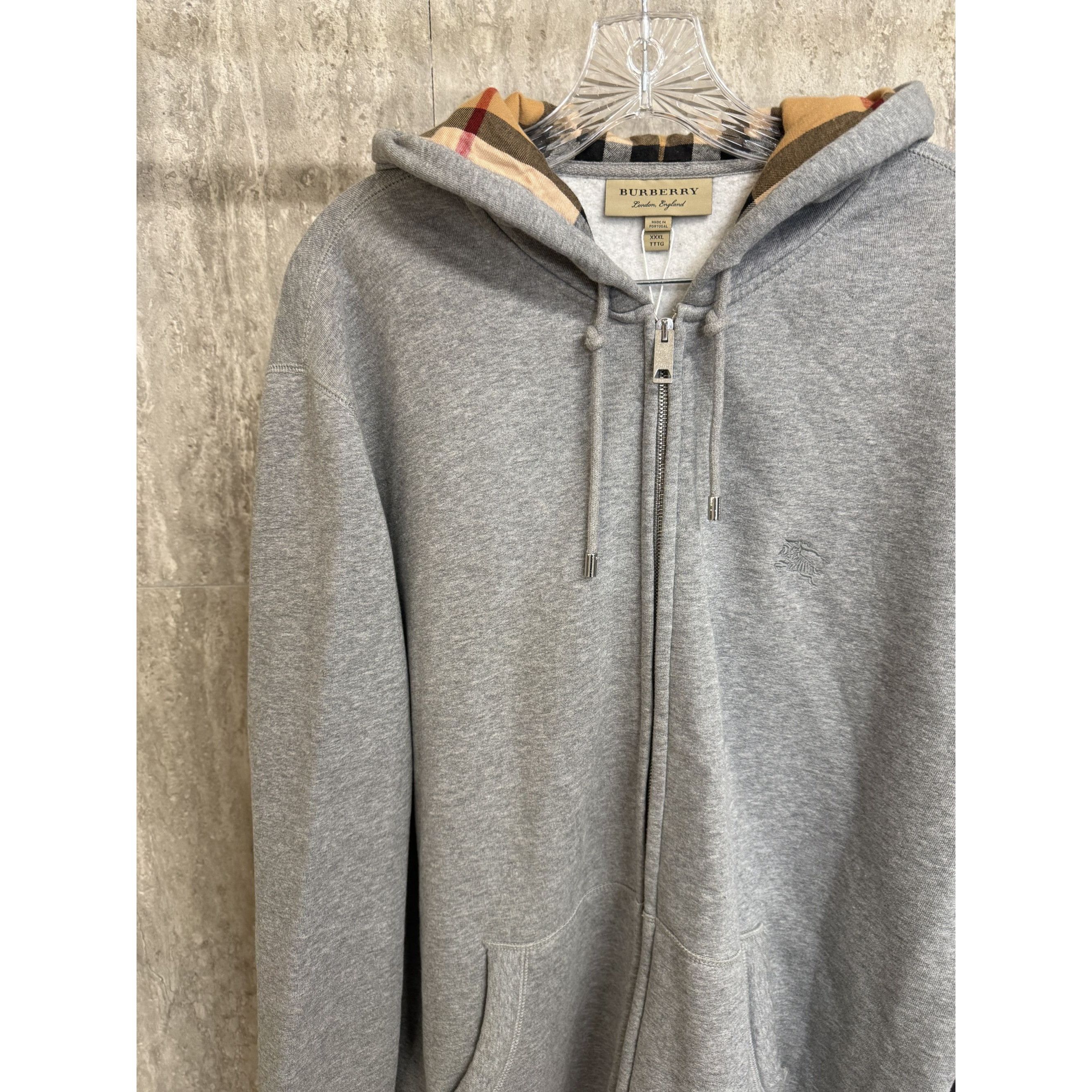 Burberry Burberry Gray Full-Zip Hoodie Sweatshirt XXXL Made In Portug Size US XXL / EU 58 / 5 - 14 Thumbnail