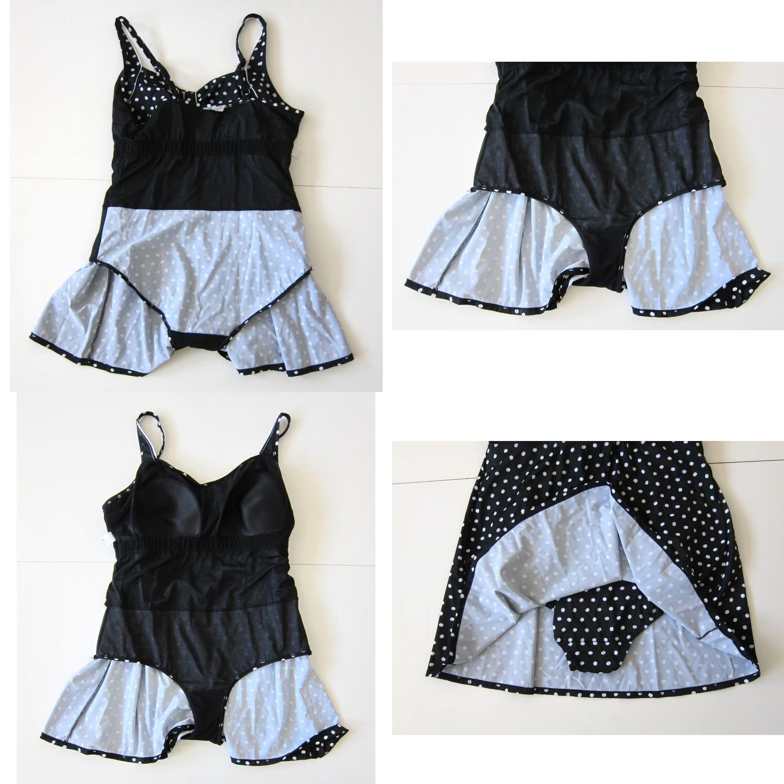 Vintage VINTAGE Roaman's Black White Polka Dot Built in Bra Slimming Swimsuit Dress Women 22W Size 3XL / US 20-22 - 8 Thumbnail