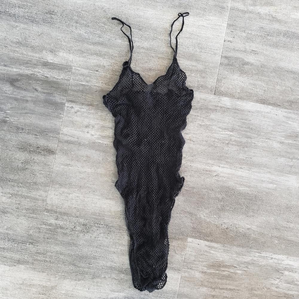 Designer Black Classic Seduction Fishnet Bodysuit Size ONE SIZE - 4 Thumbnail