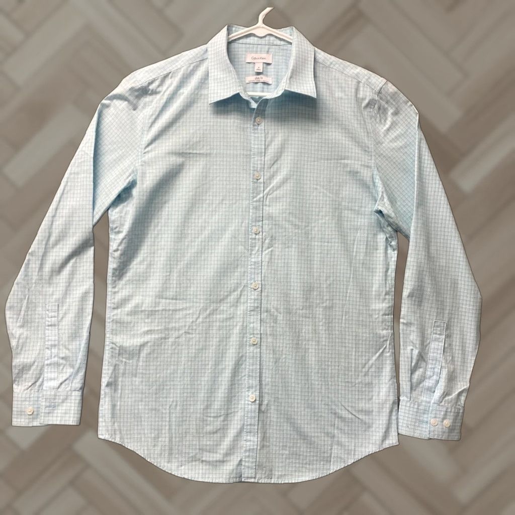 Calvin Klein Calvin Klein Button Up Shirt Men Adult M Slim Fit Aqua Blue Long Sleeve /107-1 Button-Up Size US M / EU 48-50 / 2 - 1 Thumbnail