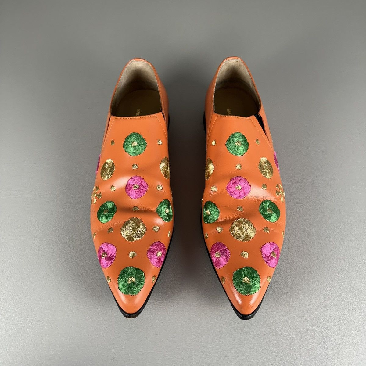 Comme des Garcons rare Comme des Garcons Embroidered Flowers Orange Loafers Size US 6.5 / IT 36.5 - 4 Thumbnail