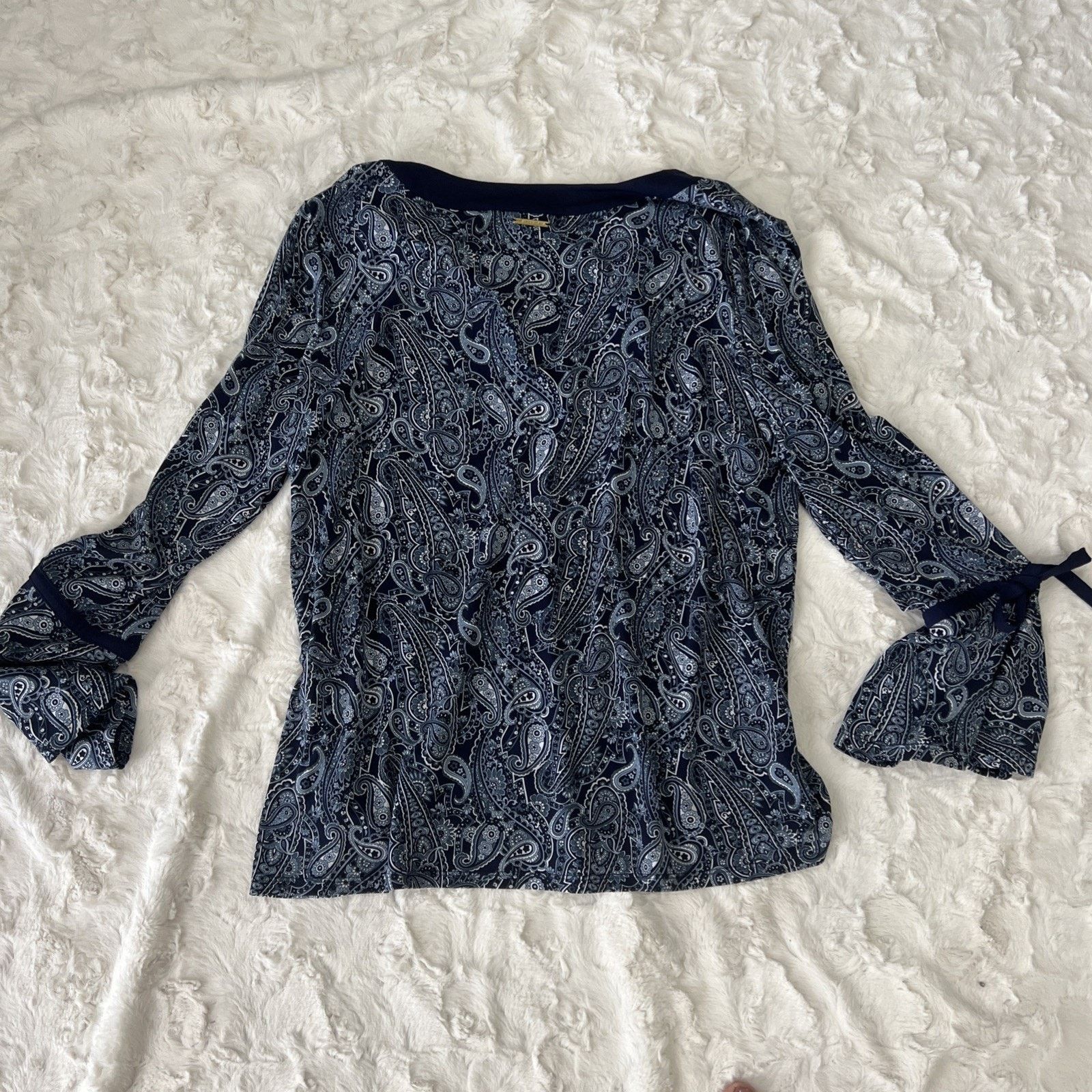 Michael Kors Michael Kors Top Floral 3/4 Sleeve Boho Paisley Blue XL Size XL / US 12-14 / IT 48-50 - 6 Thumbnail