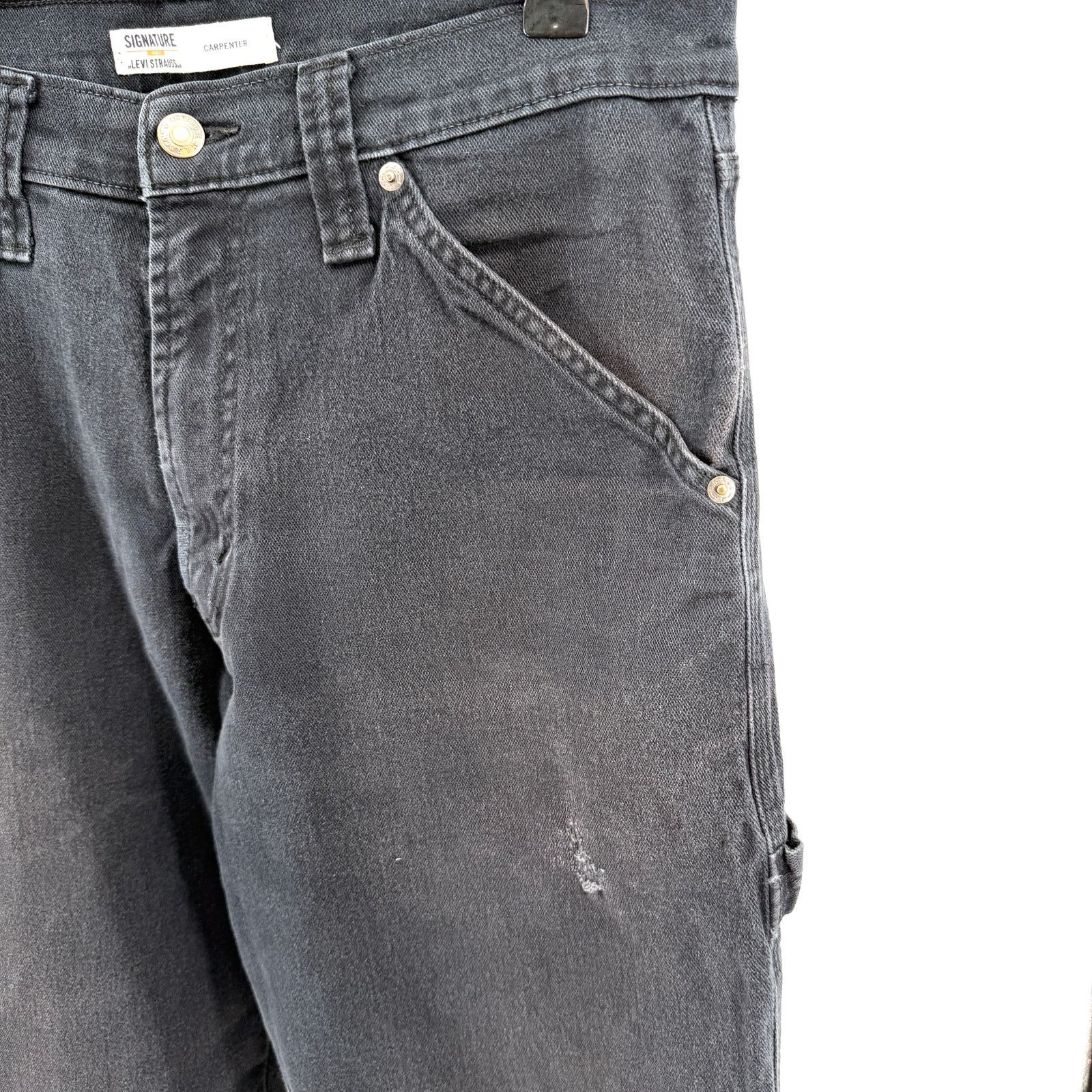 Levi's Levi’s Signature Gold Black Distressed Carpenter Jeans Size US 32 / EU 48 - 3 Thumbnail