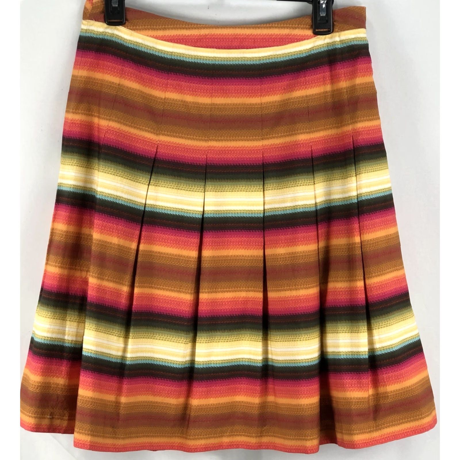 Talbots Talbots Skirt 8P Multicolor A-Line Pleated 28”W Knee Length BoHo Festival Southwestern Geometric Pattern Zipper Embellished Womens Size 30" / US 8 / IT 44 - 4 Thumbnail