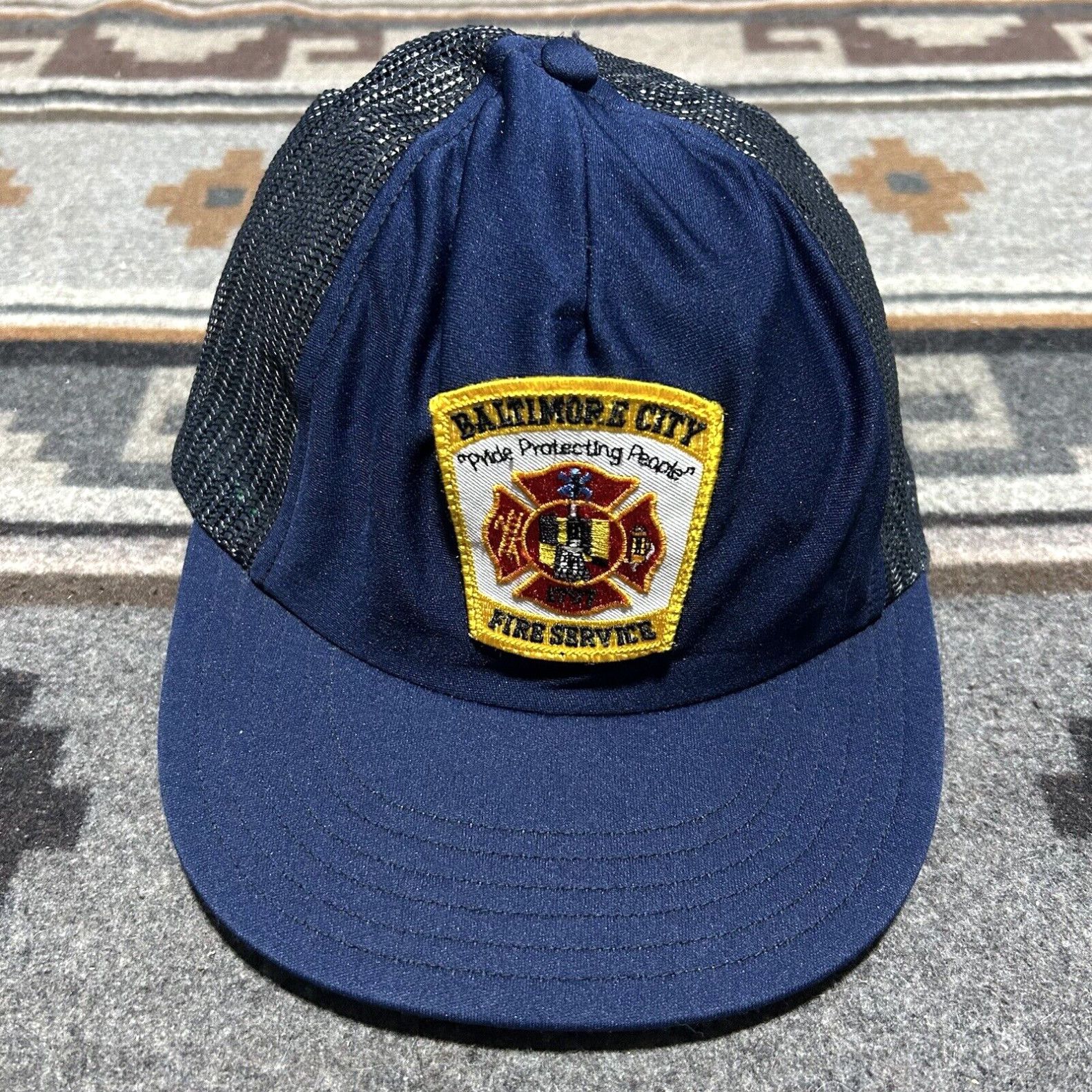 image of Department 5 Vintage Baltimore City Fire Department Mesh Trucker Hat 70's 80's Usa Made Patch in Wh