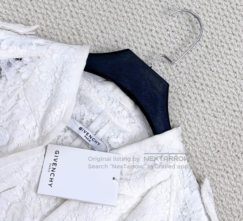 Givenchy Givenchy White Openwork Floral Lace Double Breasted Belted Size XS / US 0-2 / IT 36-38 - 3 Thumbnail
