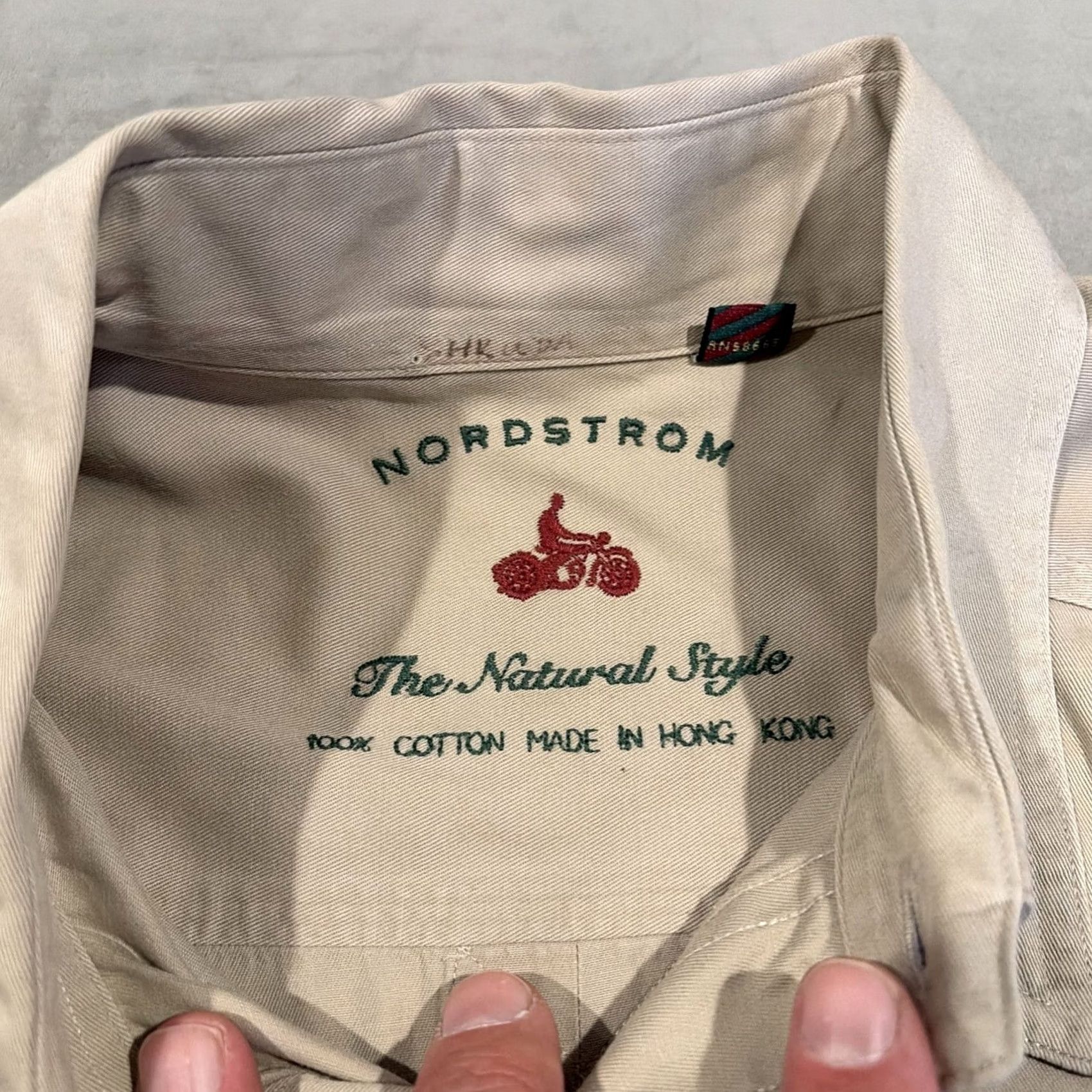 Nordstrom VINTAGE NORDSTROM SHIRT XL NATURAL STYLE LONGSLEEVE BUTTON DOWN SAFARI DRESS Size 46R - 3 Thumbnail