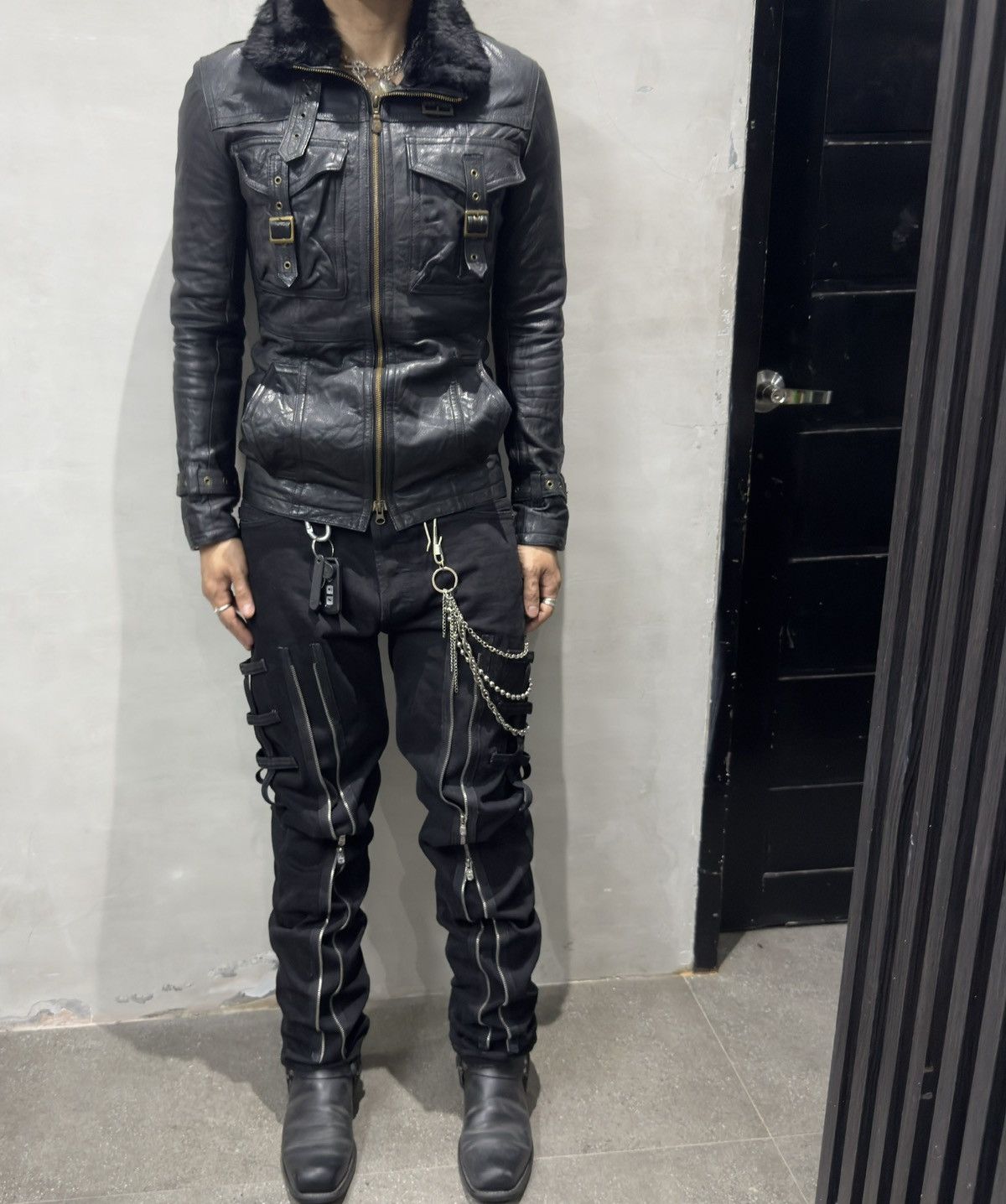 Tornado Mart Rare Tornado Mart Japan Fur Buckled Leather Jacket Size US M / EU 48-50 / 2 - 25 Thumbnail