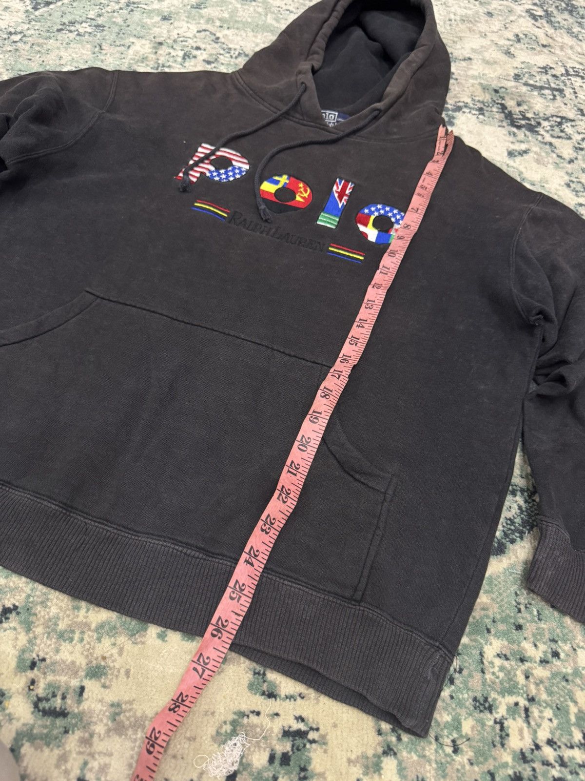 Polo Ralph Lauren × Vintage VTG 1990s POLO RALPH LAUREN MULTINATIONS FLAGS LOGO HOODIE Size US L / EU 52-54 / 3 - 3 Thumbnail