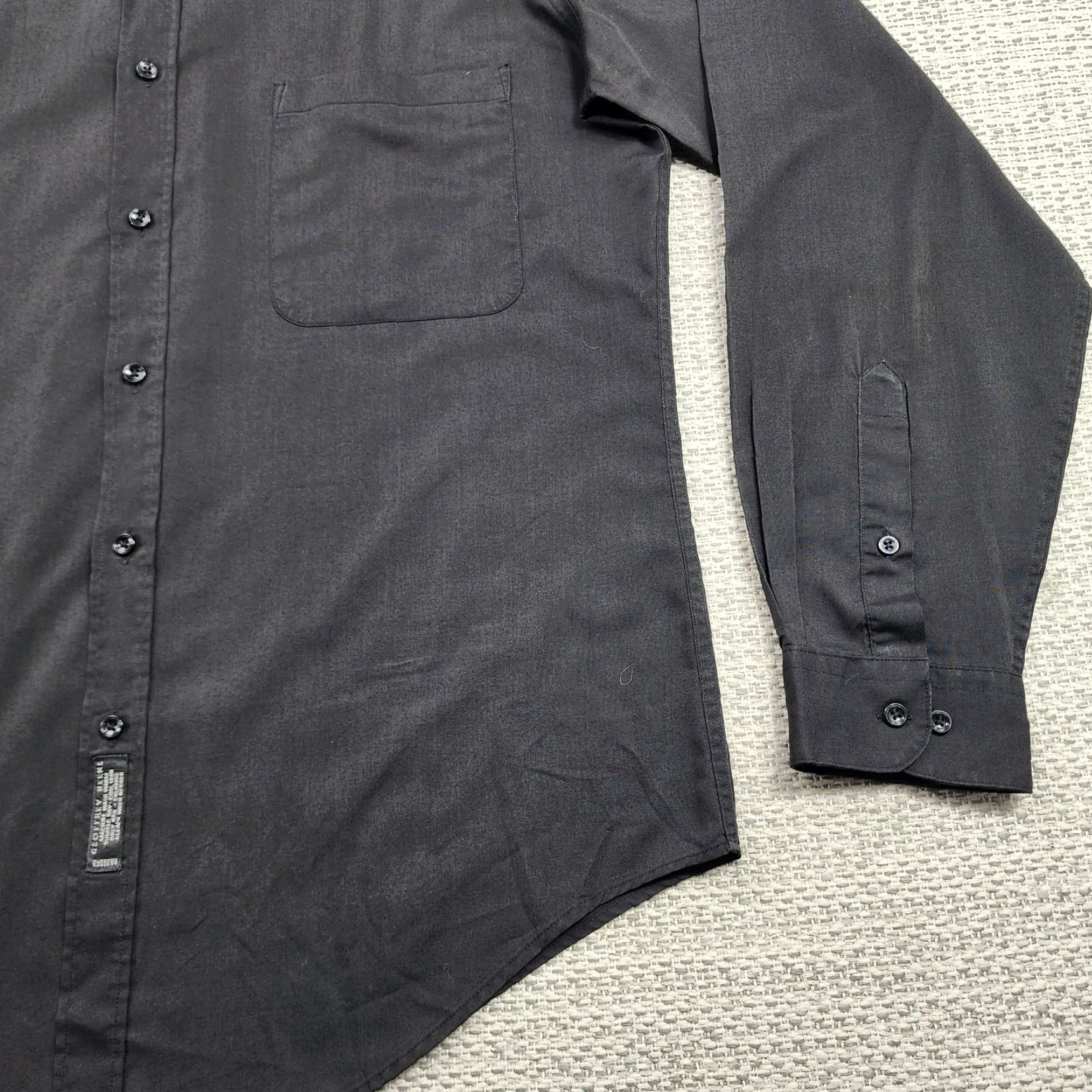 Geoffrey Beene Geoffrey Beene Shirt Mens 16.5 Black Dress Long Sleeve Slim Fitted Pocket USA Shirt Size 46R - 2 Thumbnail
