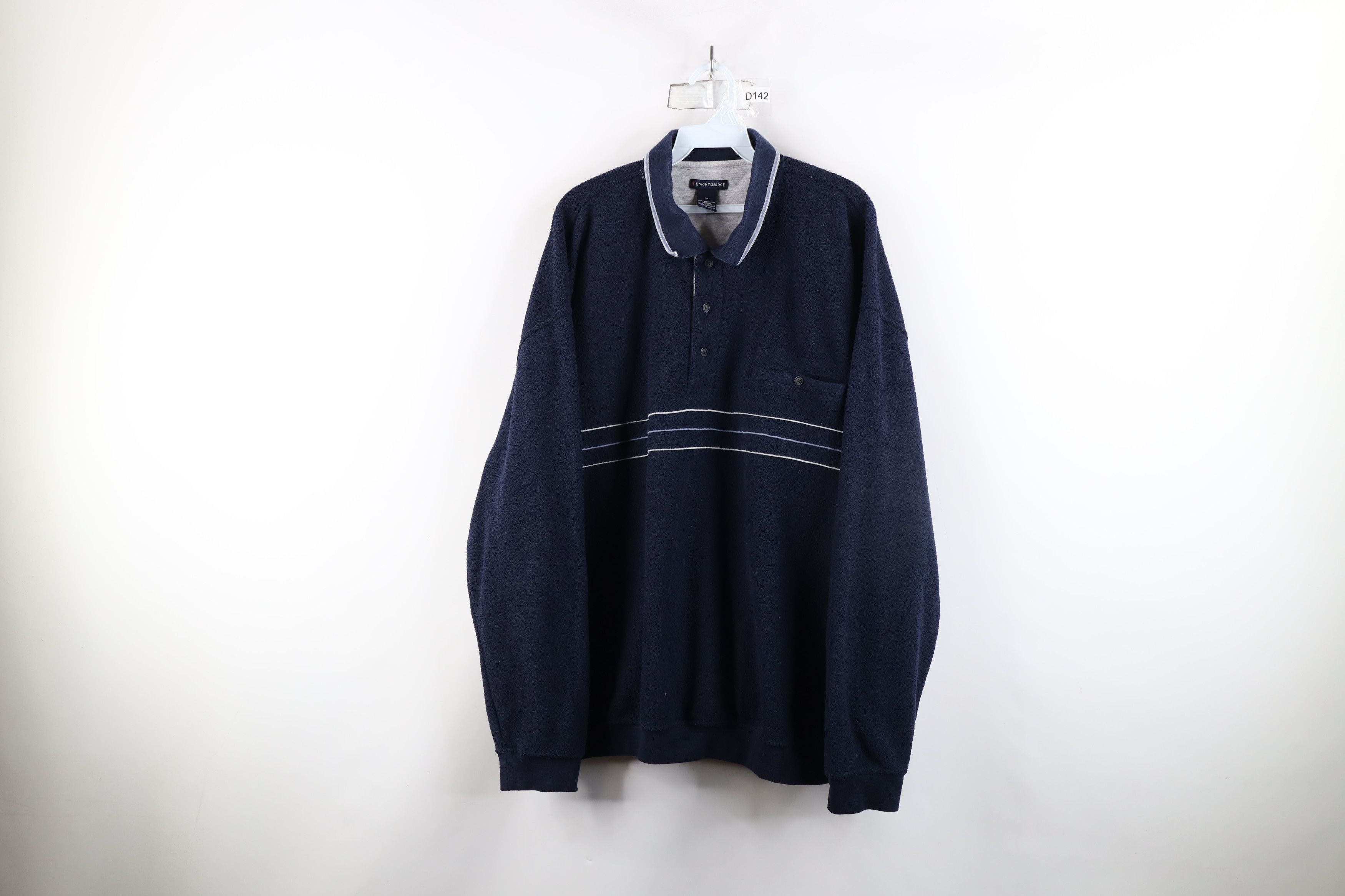 Vintage Vintage 90s Streetwear Terry Cloth Collared Sweatshirt Blue Size US XXL / EU 58 / 5 - 1 Thumbnail
