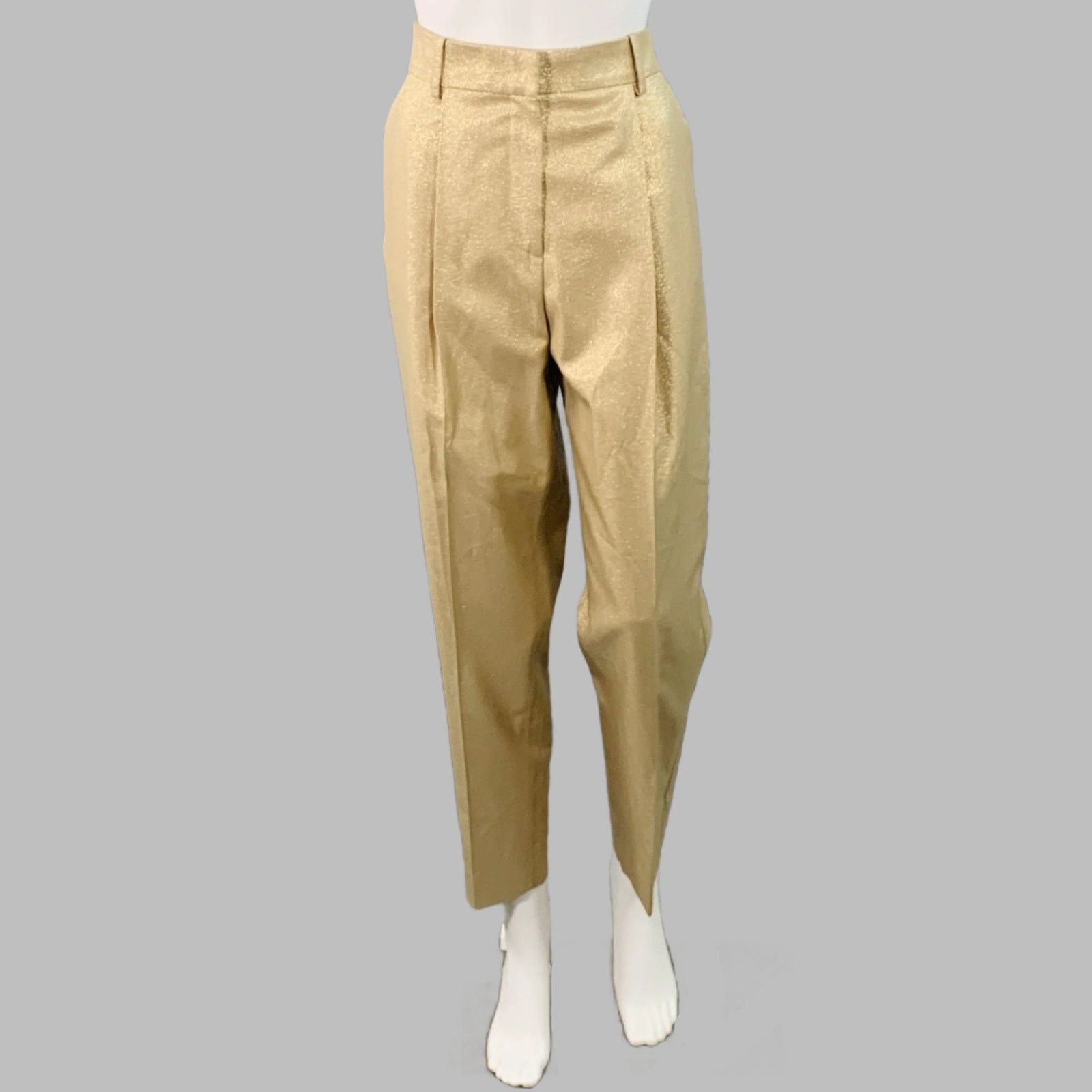 Emporio Armani EMPORIO ARMANI Size M Gold Metallic Notch Lapel Pantsuit Size 32" / US 10 / IT 46 - 4 Thumbnail