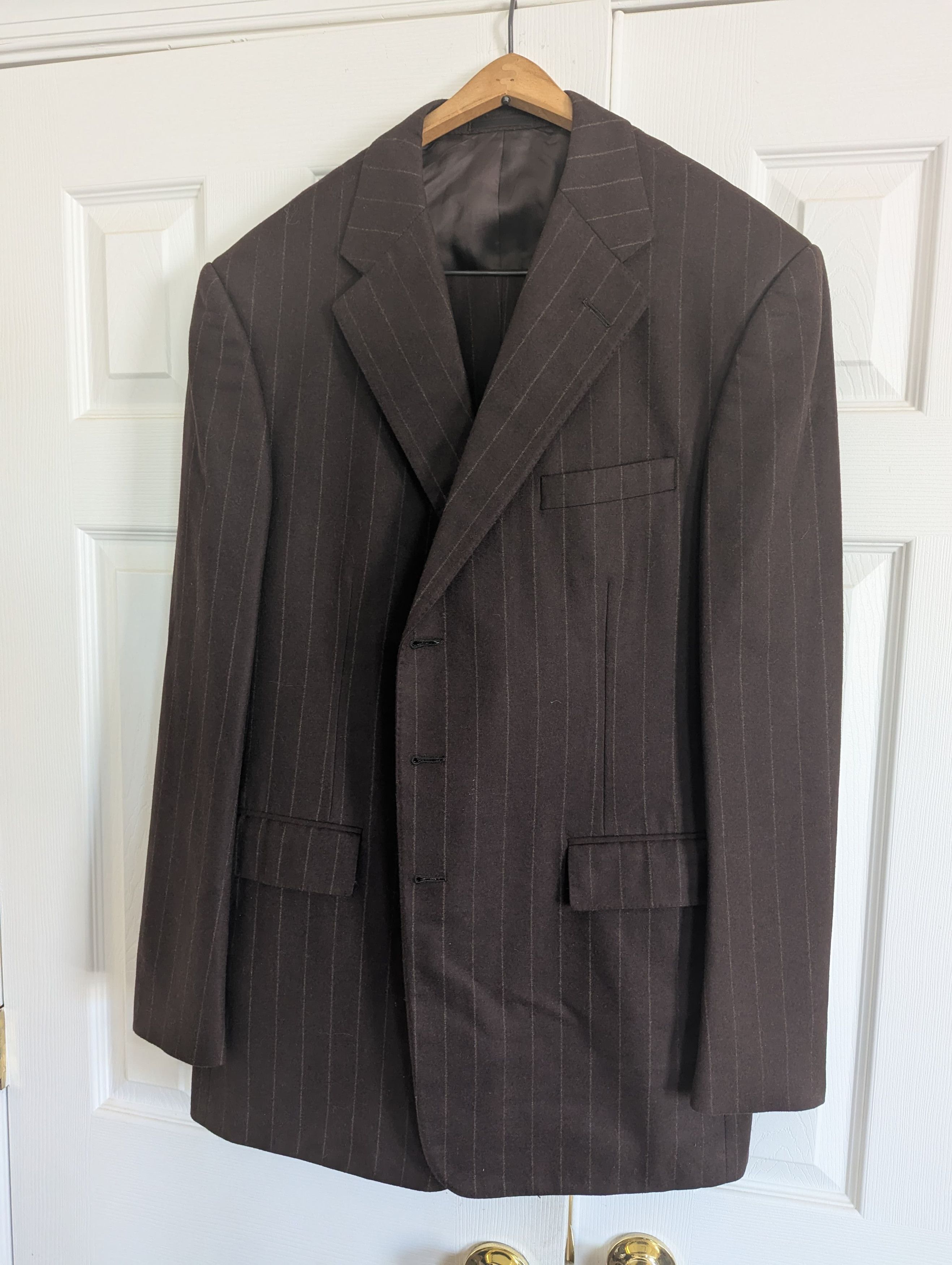 Ralph Lauren Purple Label Vintage Fine Wool Strip Suit Size 44L - 1 Thumbnail