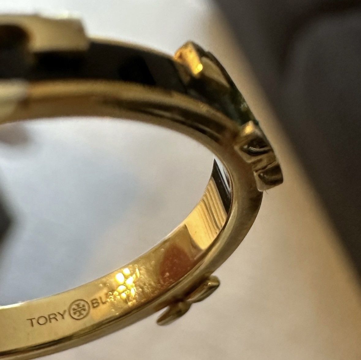 Tory Burch Tory Burch Black Enamel Serif ~ T stackable Ring 7 Size ONE SIZE - 5 Thumbnail