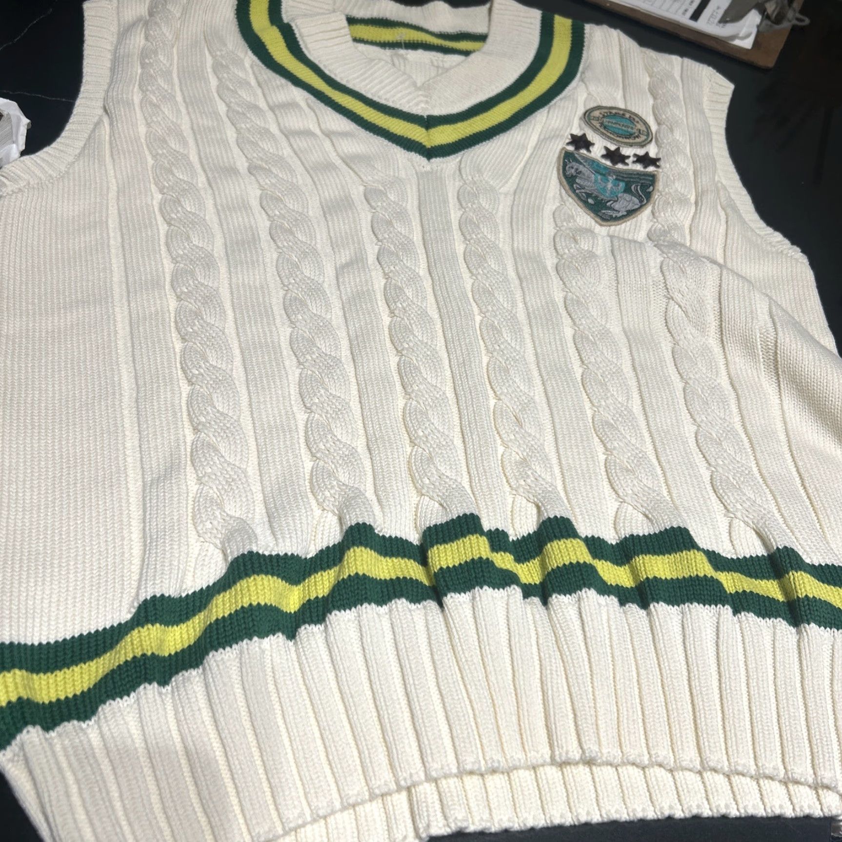 Vintage VINTAGE Cable Knit Cricket Sweater Vest XL Classic Polo Style Men Ivory ChampionS OfTomorrow? Size US XL / EU 56 / 4 - 3 Thumbnail