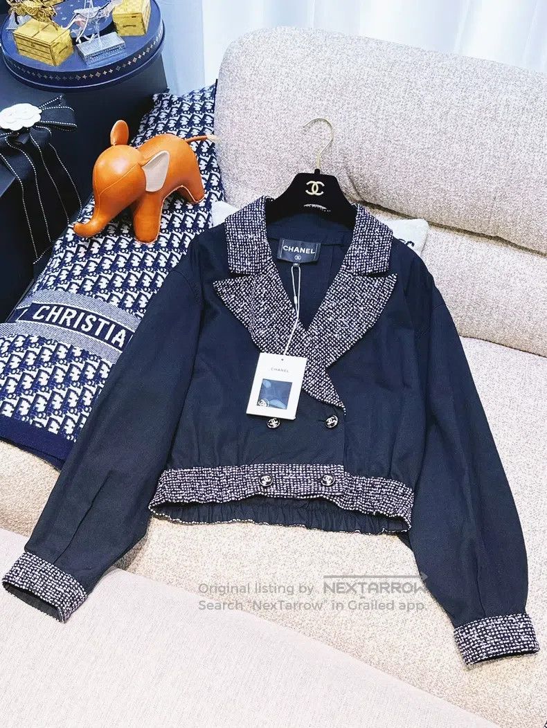 Chanel Chanel 23P mixed colour woven lapel black linen jacket Size XS / US 0-2 / IT 36-38 - 2 Thumbnail