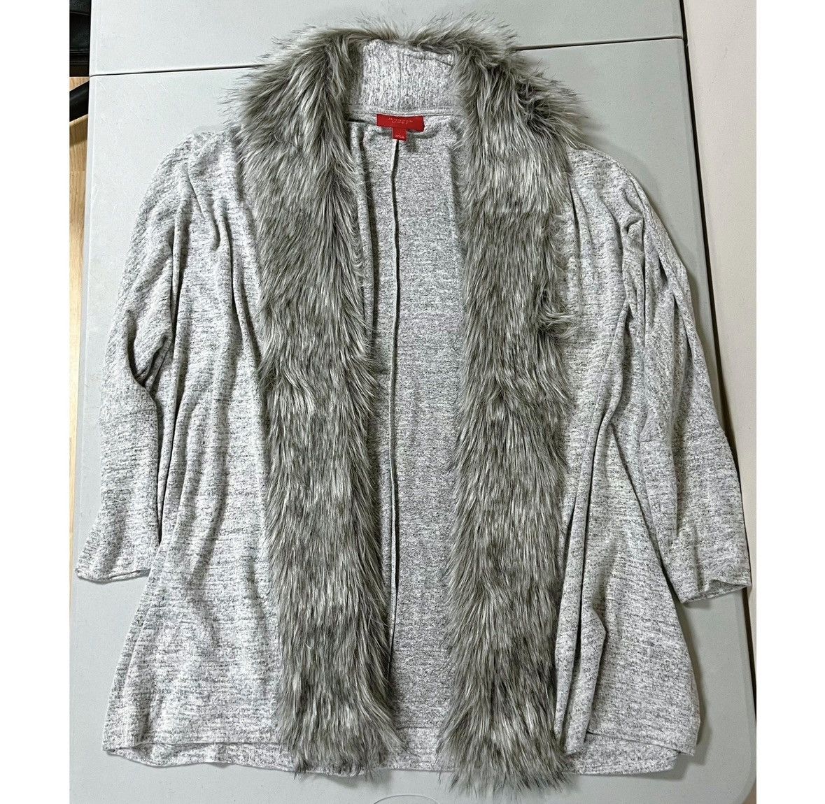 Jennifer Lopez Gray Knit Fur Sweater Cardigan Top Blouse Outerwear Size L 🩶 Size L / US 10 / IT 46 - 3 Thumbnail