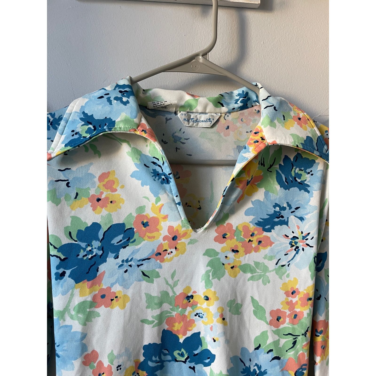 Vintage Miss Fashionality 1970 Floral Collared Blouse Womens Top Size L / US 10 / IT 46 - 2 Thumbnail